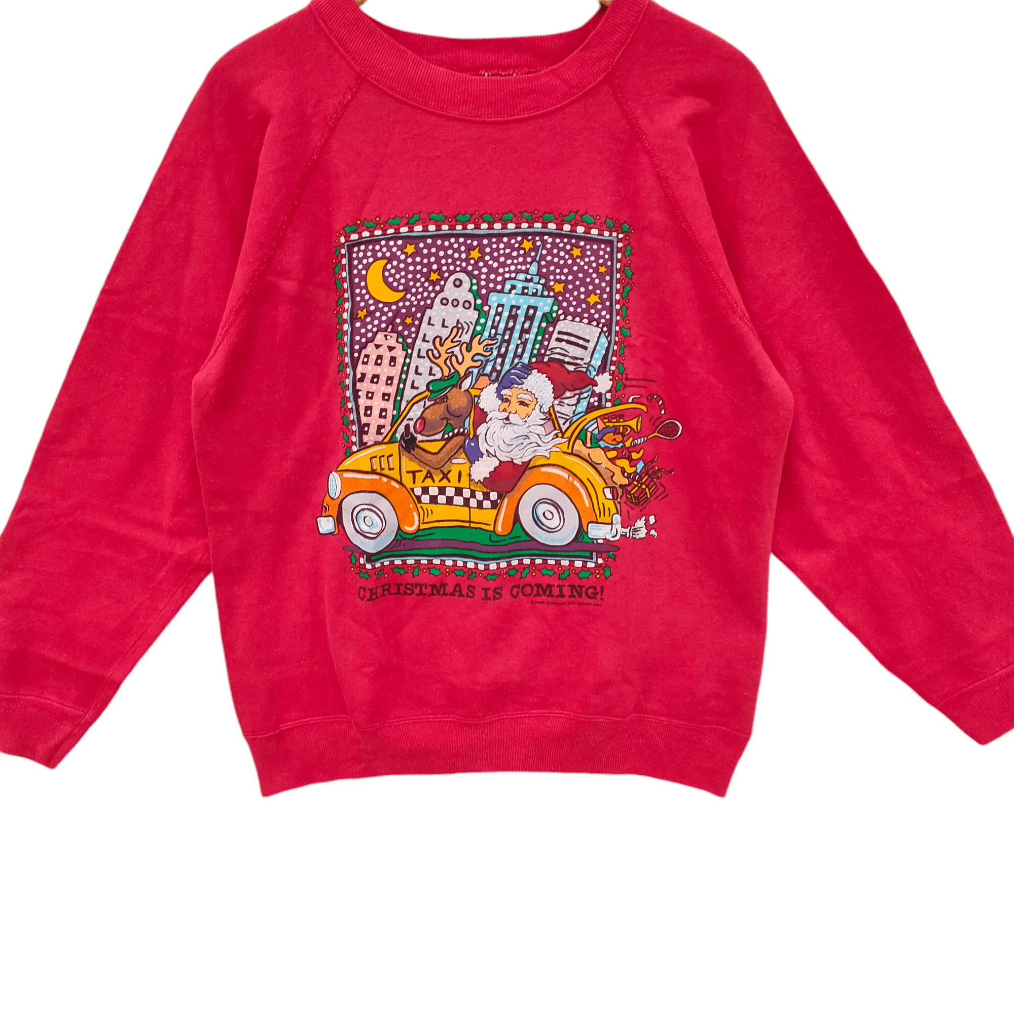 Hanes × Vintage 1990 Santa Taxi Christmas is Coming Sweater Size US M / EU 48-50 / 2 - 4 Thumbnail