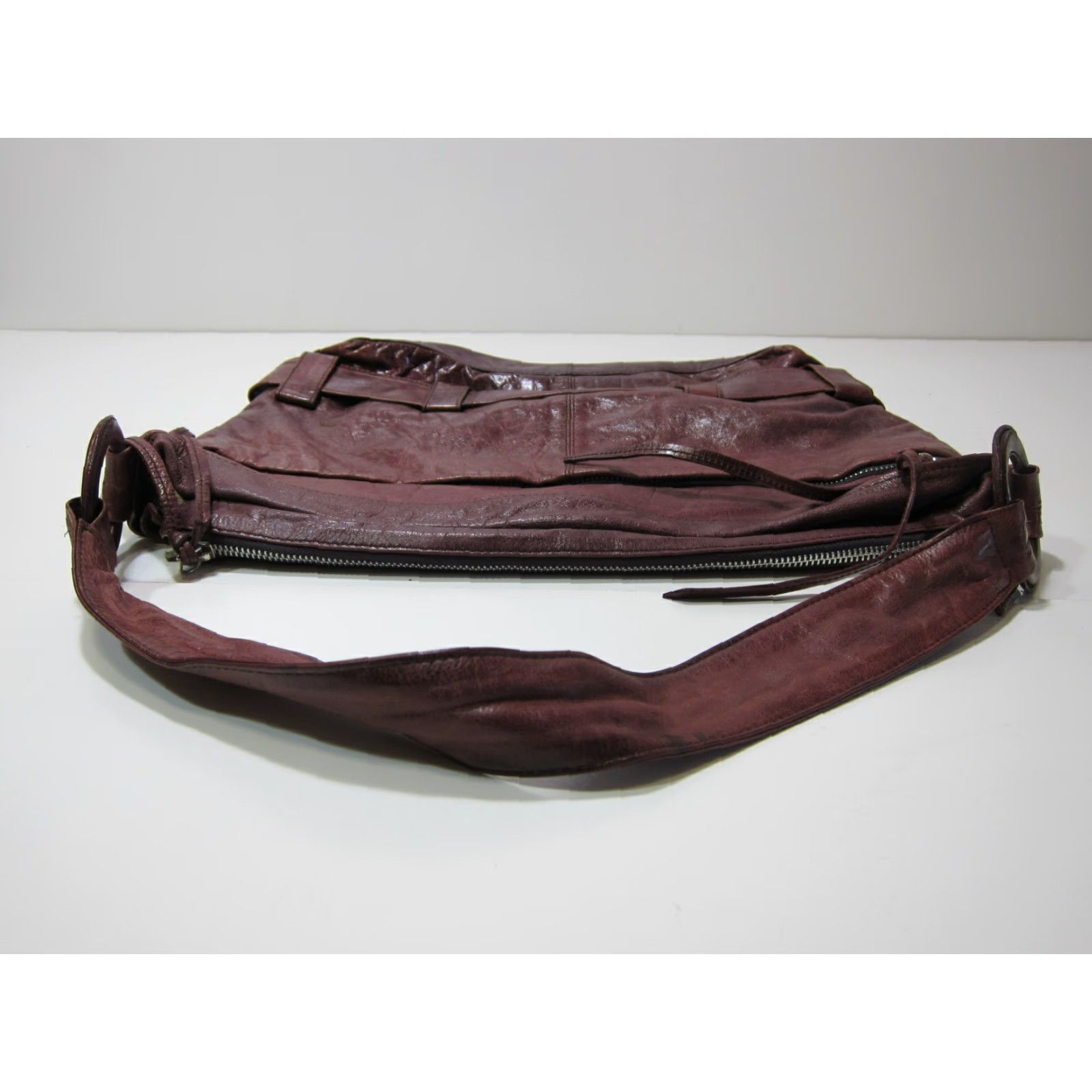 Vintage Latico Purple Mauve Silver 100% Leather Hobo Crossbody Shoulder Bag Purse Size ONE SIZE - 7 Thumbnail