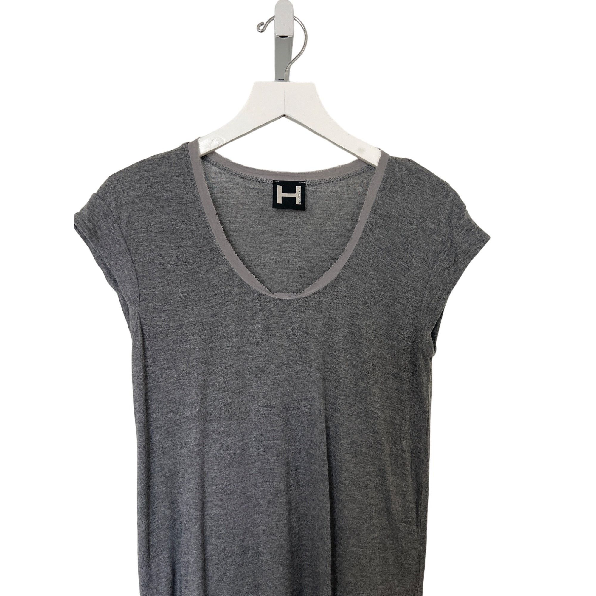 Other H By Bordeaux Charcoal Grey Contrast Silk Trim Tee Size S / US 4 / IT 40 - 5 Thumbnail