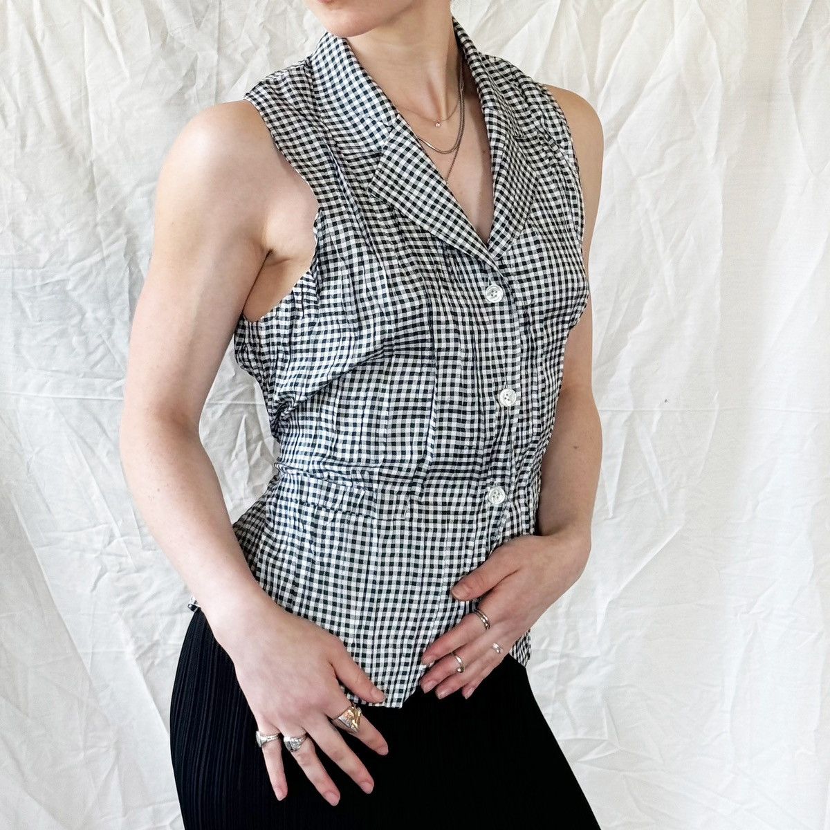 Issey Miyake × Pleats Please Issey Miyake Pleats Please Gingham Vest Size M / US 6-8 / IT 42-44 - 1 Thumbnail