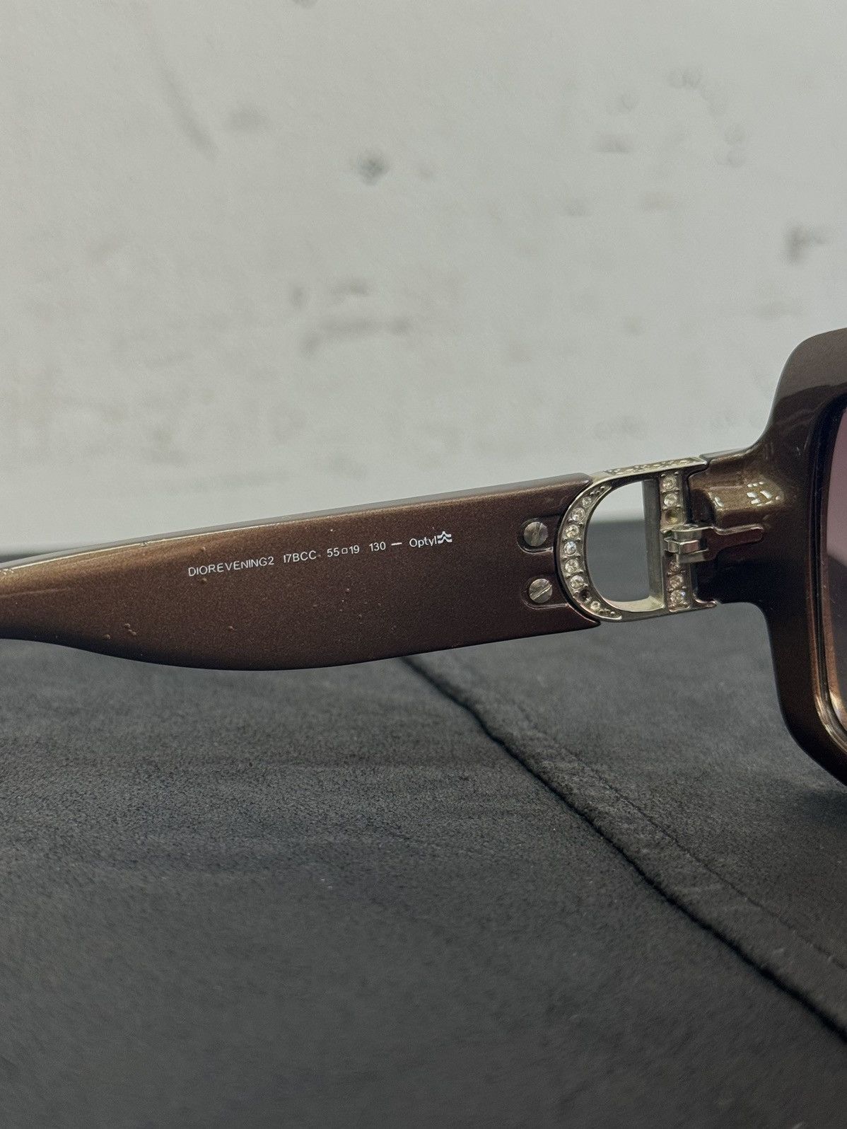 Dior Dior evening2 brown oversized sunglasses strass logo sides Size ONE SIZE - 13 Thumbnail