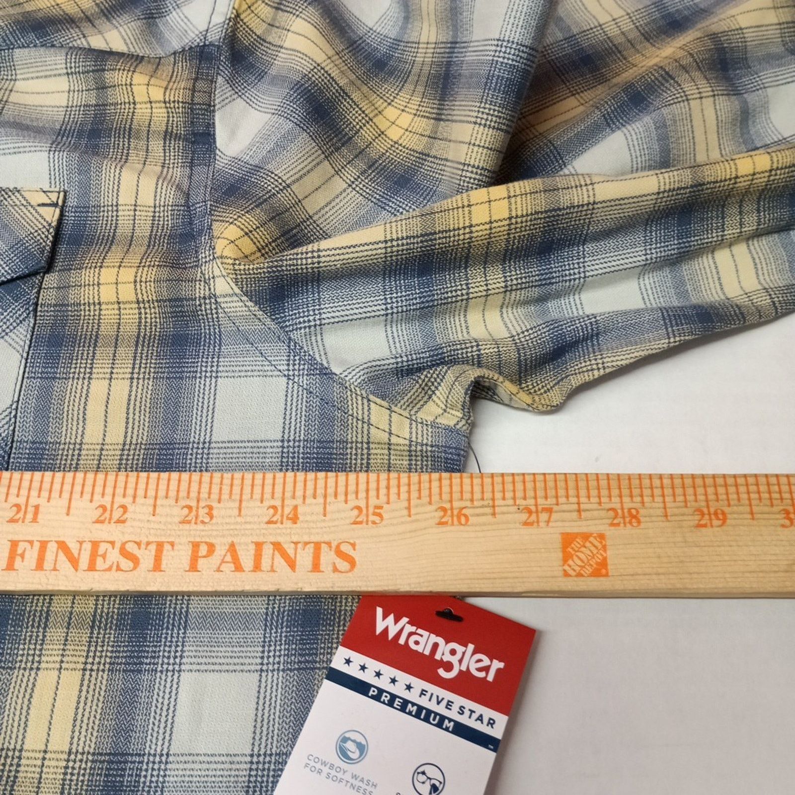 Wrangler Wrangler Cowboy Wash Shirt Men Size XL Sky Blue Yellow Plaid Size US XL / EU 56 / 4 - 5 Thumbnail