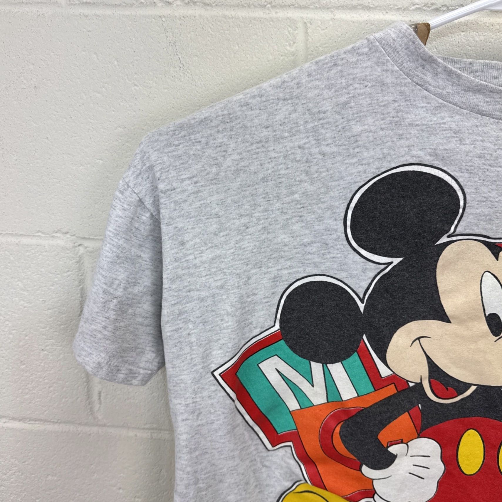 Disney VINTAGE Walt Disney T Shirt Mickey Mouse Gray Blocks Men's XL Big Print Size US XL / EU 56 / 4 - 5 Thumbnail