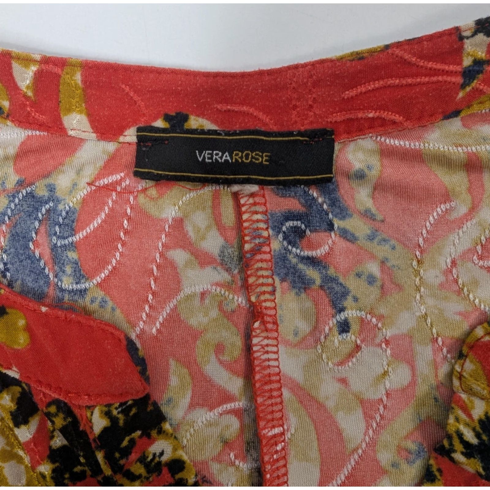 Vintage Vera Rose Women's Orange Sleeveless Pintuck Button V-Neck Henley Cap Sleeve Shirt Blouse Tunic Women Size ONE SIZE - 6 Thumbnail