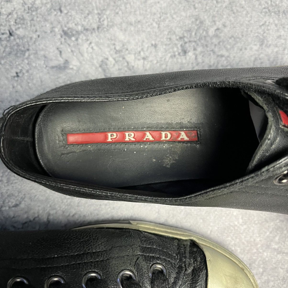 Prada Vintage Prada Distressed Leather Low Top Red Tab Sneakers Size US 7 / IT 37 - 7 Thumbnail