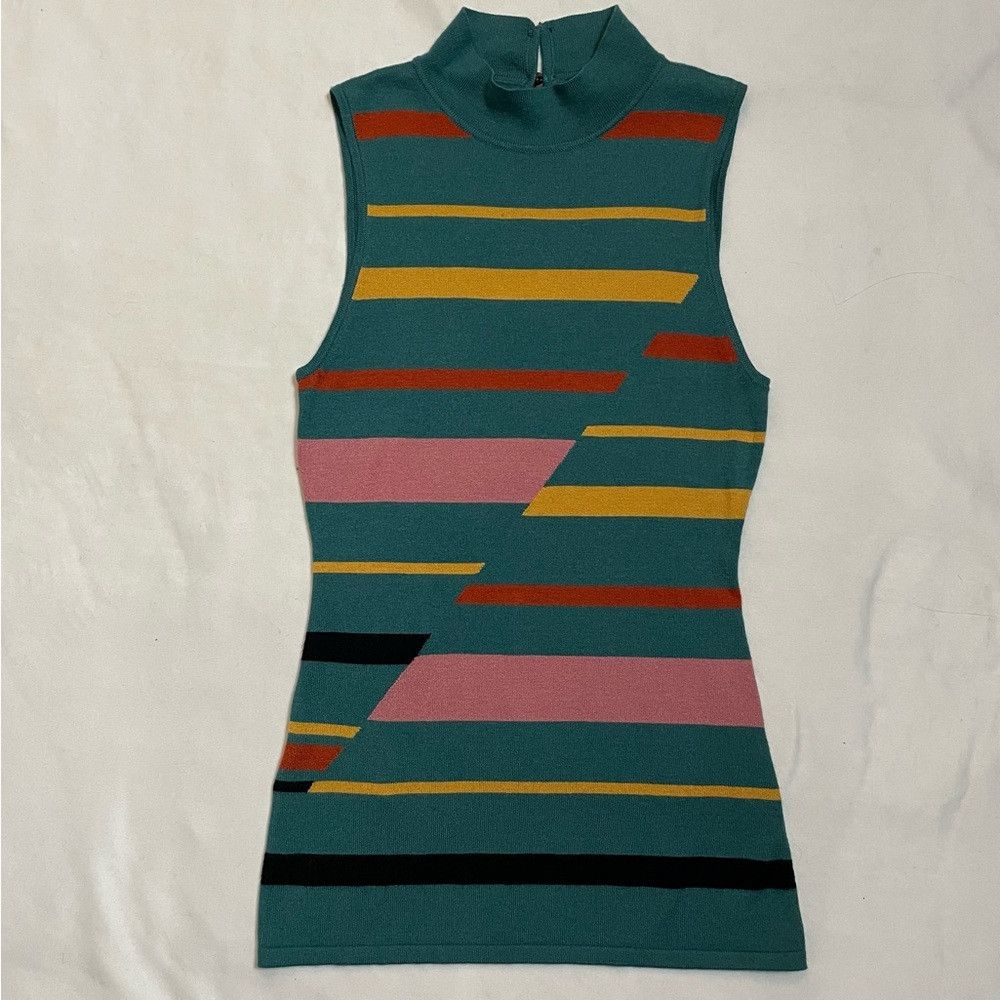 Bcbgmaxazria NWT New $138 BCBGMaxAzaria Stripe Mock Neck Sleeveless Swea Size S / US 4 / IT 40 - 5 Thumbnail