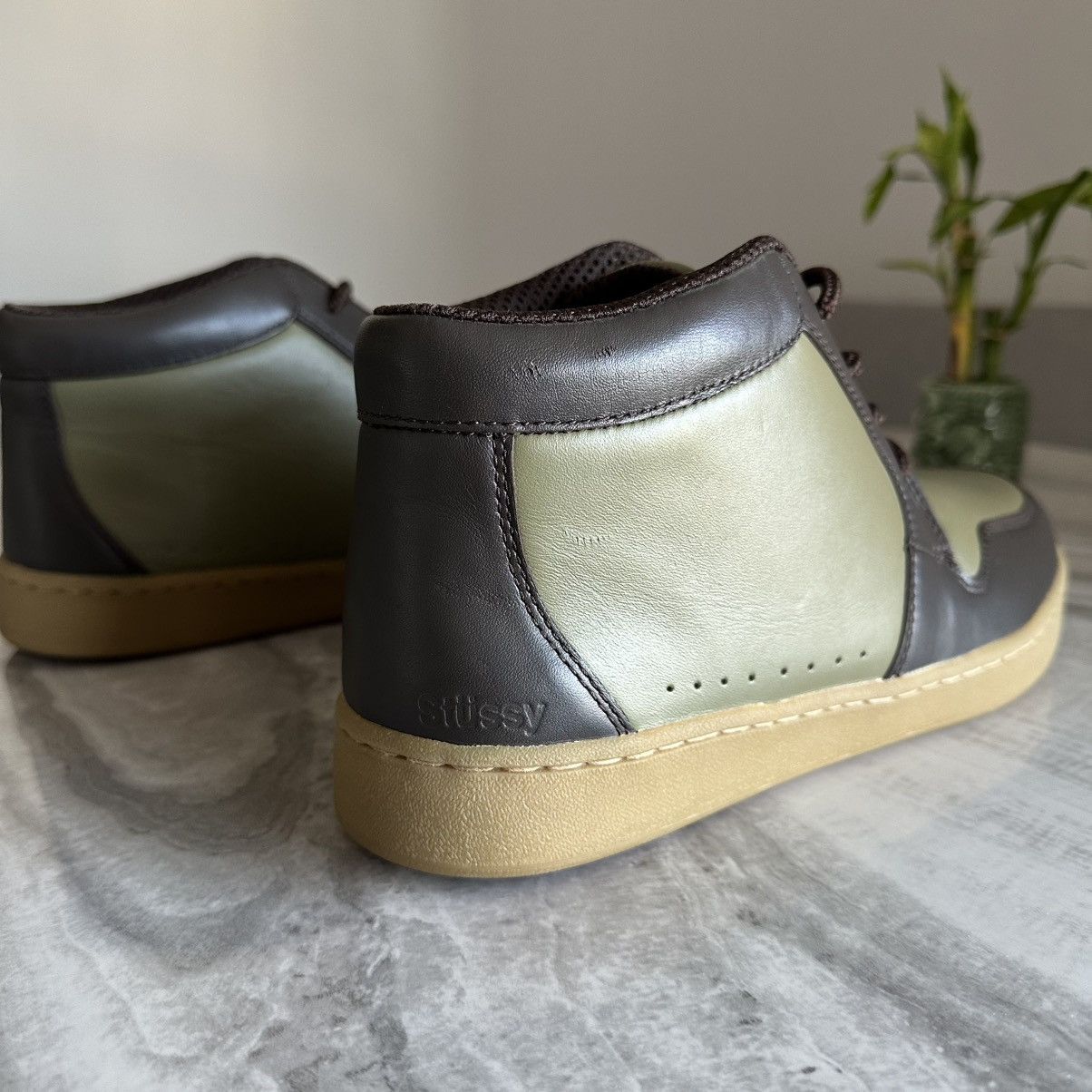 Stussy Vintage Stussy Imperial Olive Brown Leather Mid Top Sneakers Size US 10.5 / EU 43-44 - 7 Thumbnail