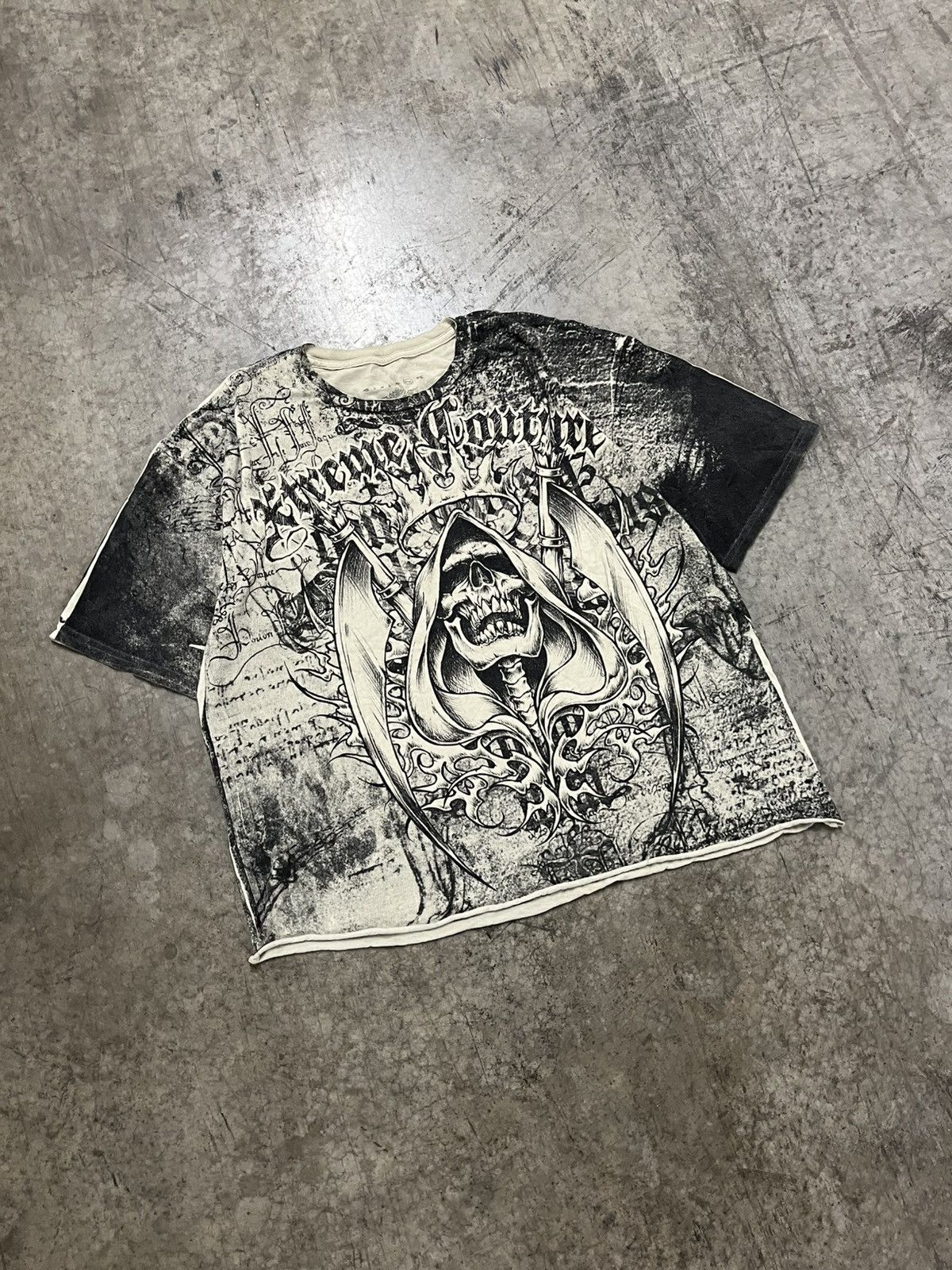 Affliction × Tapout × Vintage Y2k grunge all over print cropped tee shirt skater grunge Size US XXL / EU 58 / 5 - 2 Thumbnail
