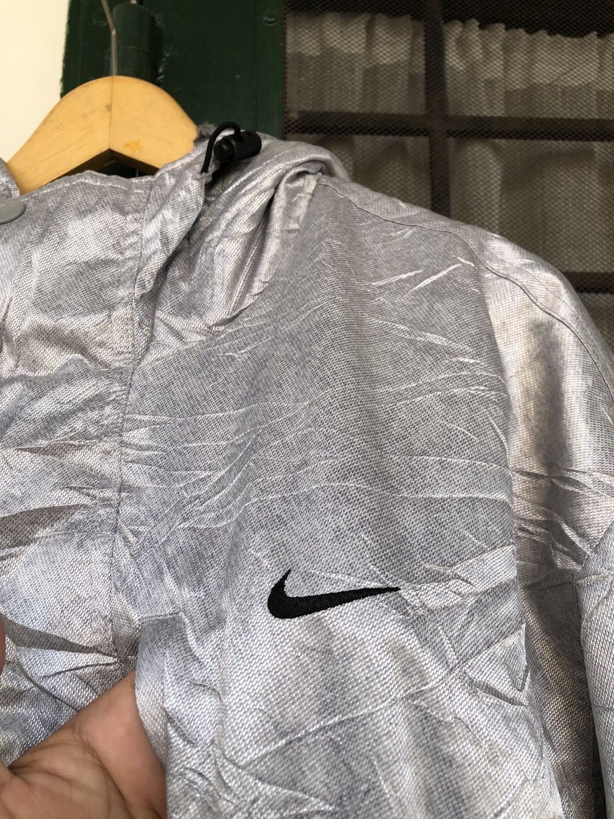 Nike × Vintage Vintage Nike Silver Long Coat Fleece Jacket Size US XL / EU 56 / 4 - 4 Thumbnail