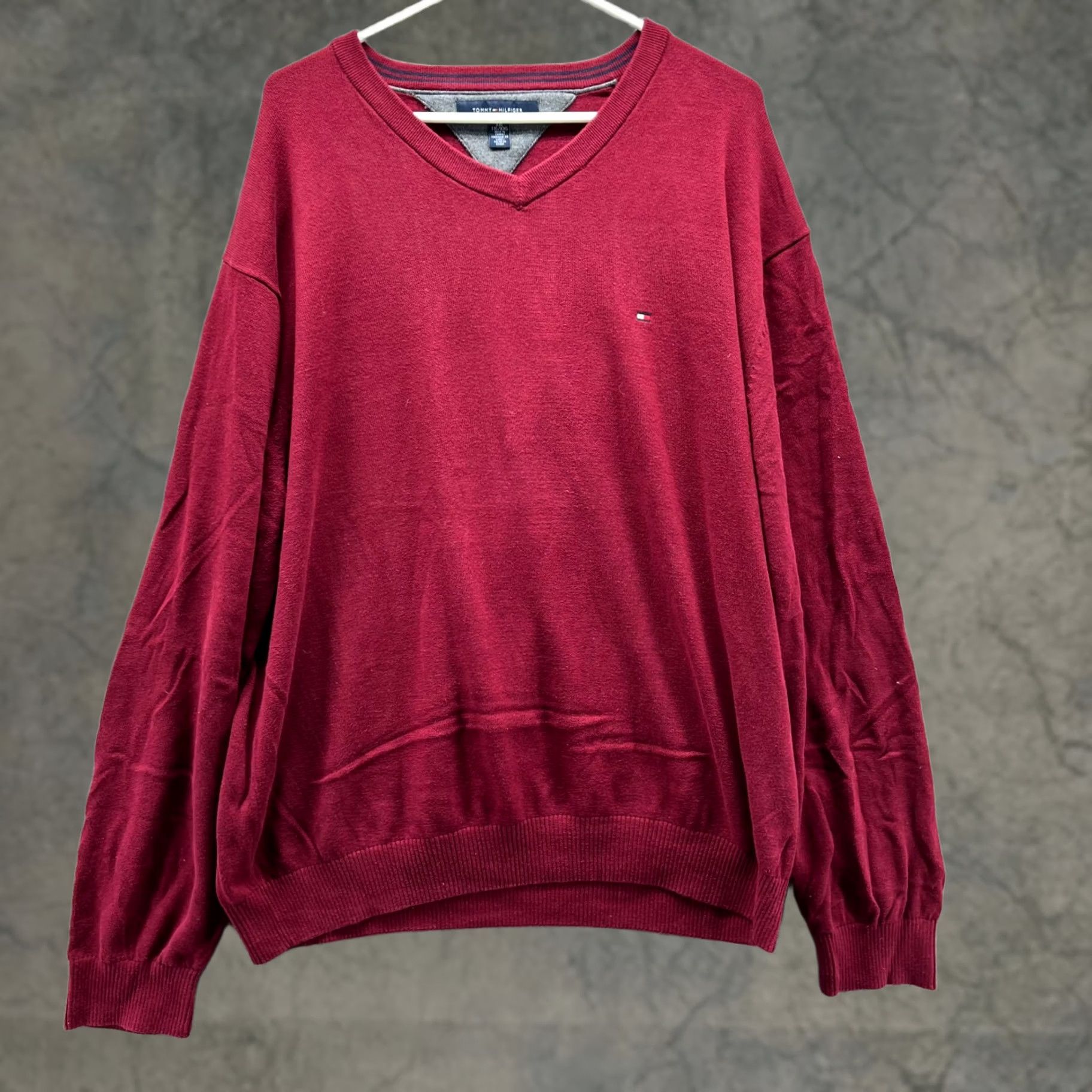 Tommy Hilfiger Tommy Hilfiger Pullover Sweater Mens XXL Red V-Neck Fleece Knit Cotton Shirt Season All Seasons Logo Size US XXL / EU 58 / 5 - 1 Thumbnail