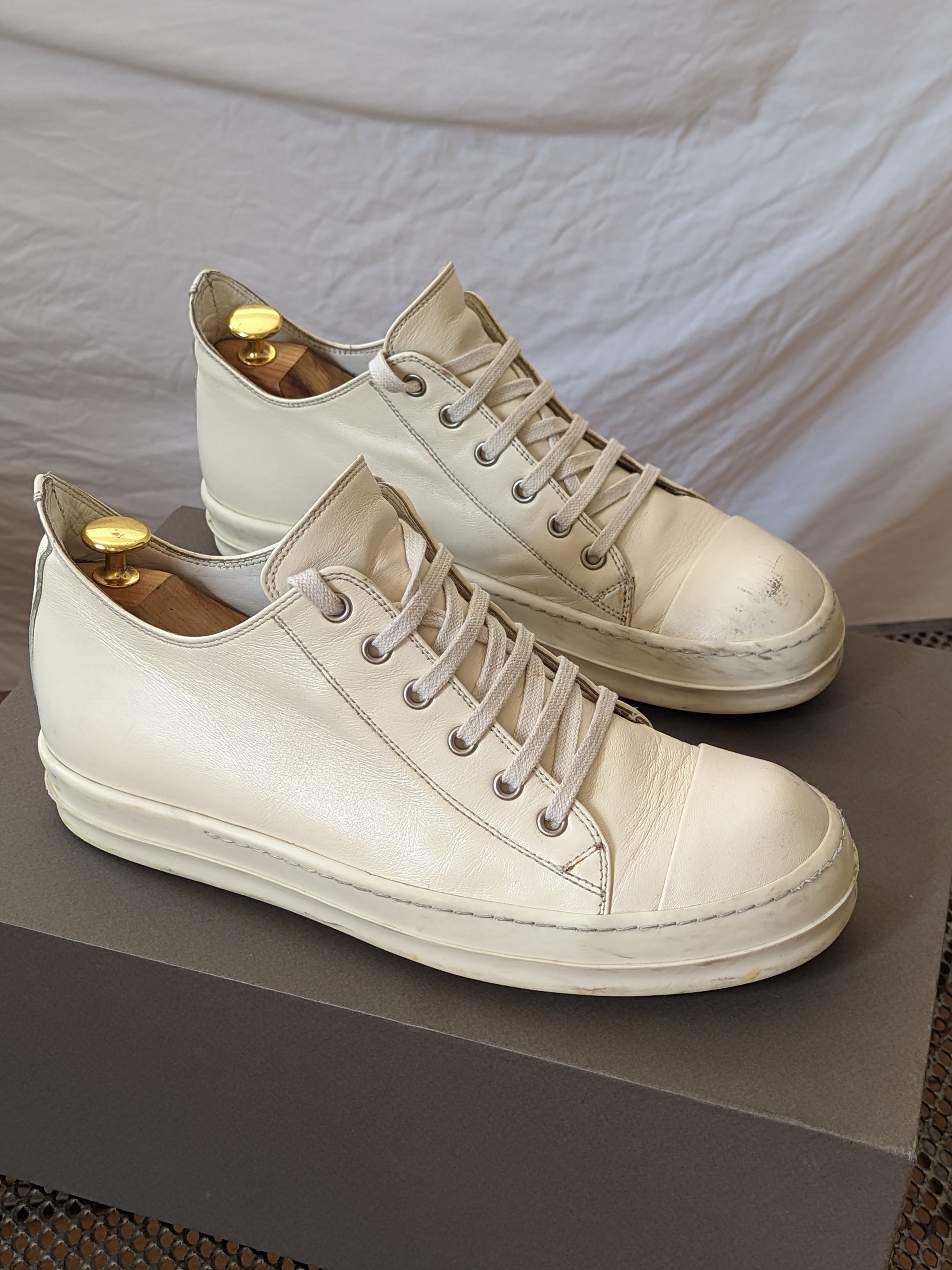 Rick Owens Rick Owens Mainline Ramones Low – Cream/Milk Leather Size US 7.5 / EU 40-41 - 4 Thumbnail