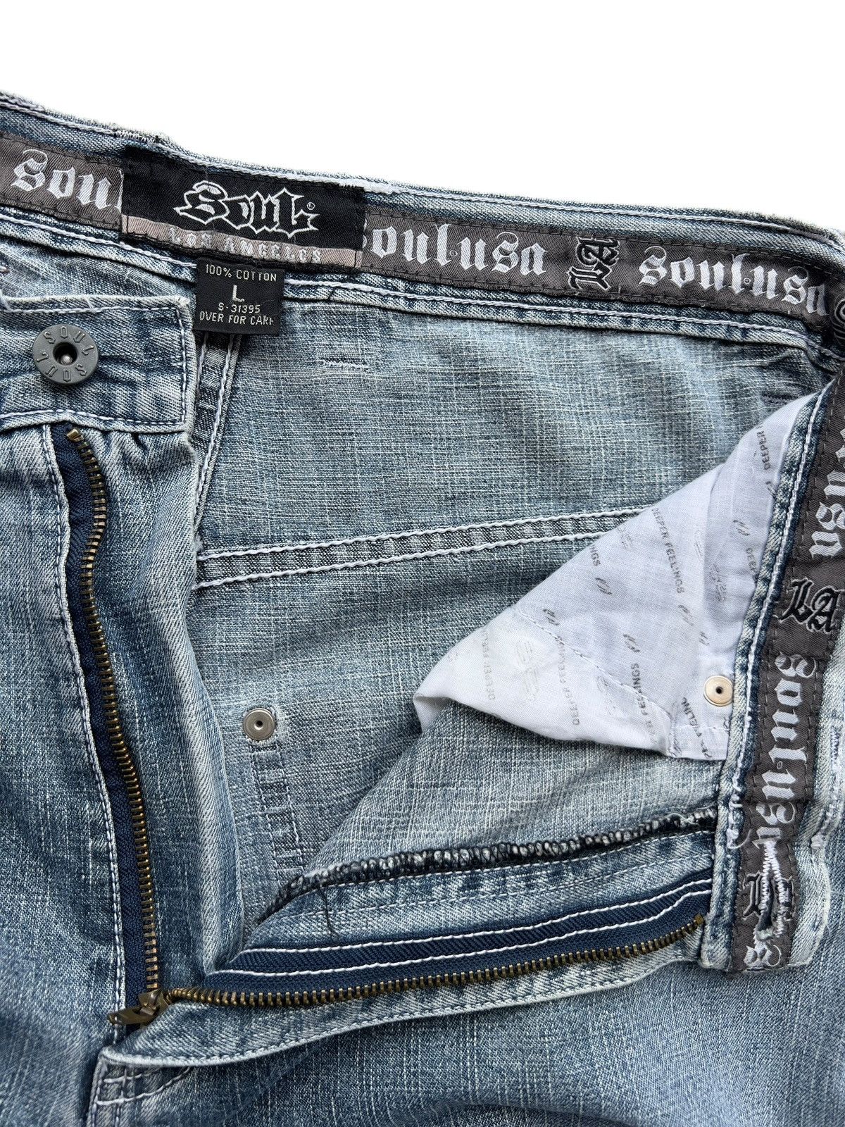 Japanese Brand Y2K Los Angeles Soul Distressed Wide Baggy Pants Size US 31 - 9 Thumbnail