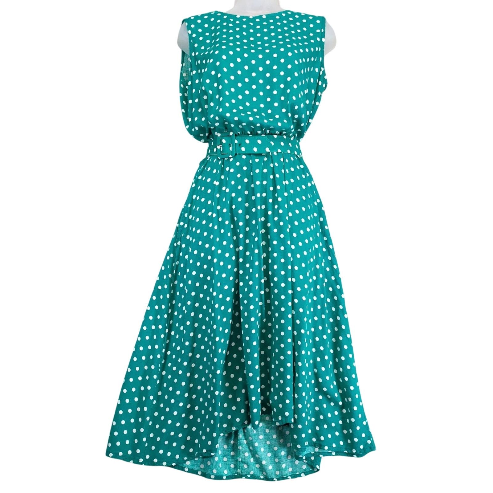Blair Vtg Blair Boutique Green Polka Dot Midi Dress, Matching Belt Size XL / US 12-14 / IT 48-50 - 1 Thumbnail