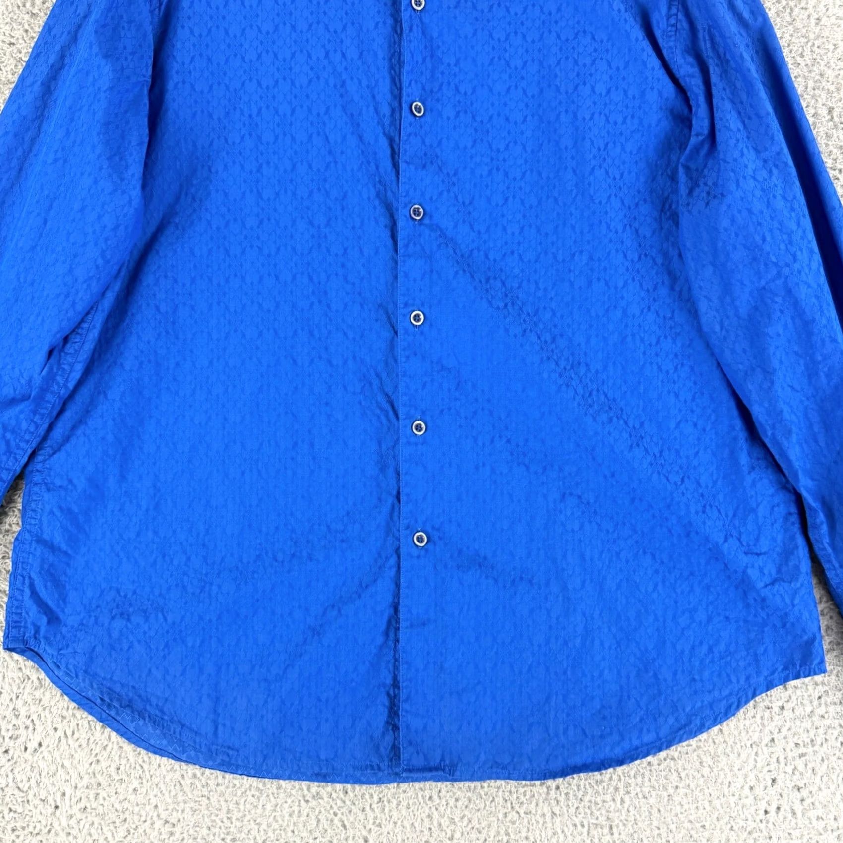 Robert Graham Robert Graham Shirt Mens 2XL Blue Jacquard Long Sleeve Button Down Classic Fit Size US XXL / EU 58 / 5 - 4 Thumbnail