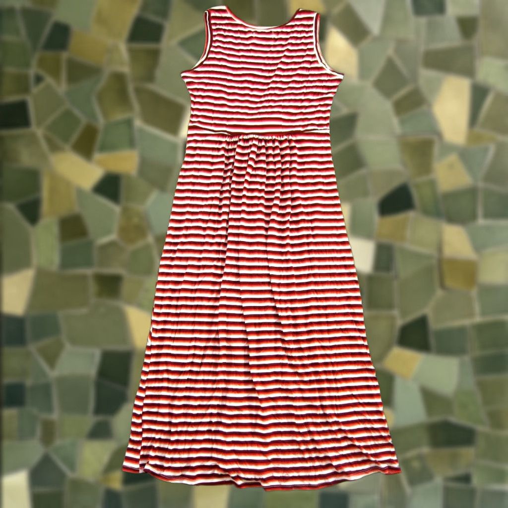 Vintage Maurices 24/7 Red Pink White Stripe Stretch Twist Long Maxi Tank Dress Small Size S / US 4 / IT 40 - 1 Thumbnail