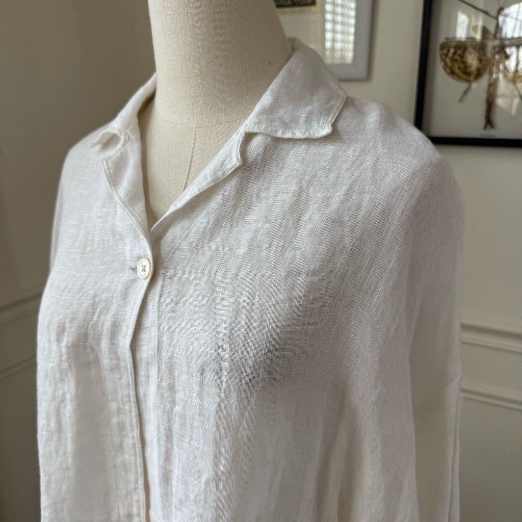 Other Talbots White 100% Linen Top Single Button 6 Petite Size M / US 6-8 / IT 42-44 - 6 Thumbnail