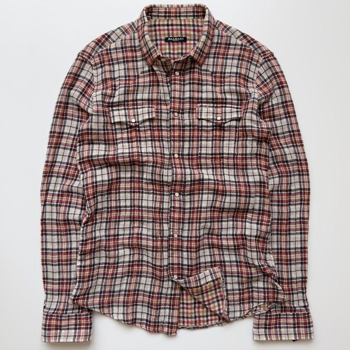 トップス BALMAIN Decarnin Western Flannel Shirt Balmain FW11 Balmain Decarnin Western Flannel Button-up Shirt