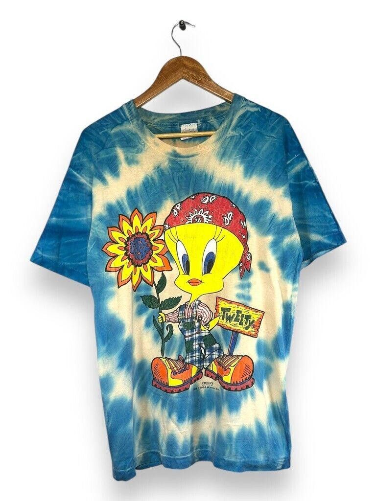 Designer Vtg 1994 Tweety Bird Looney Tunes Warner Brothers Tie Dye Size US L / EU 52-54 / 3 - 1 Thumbnail