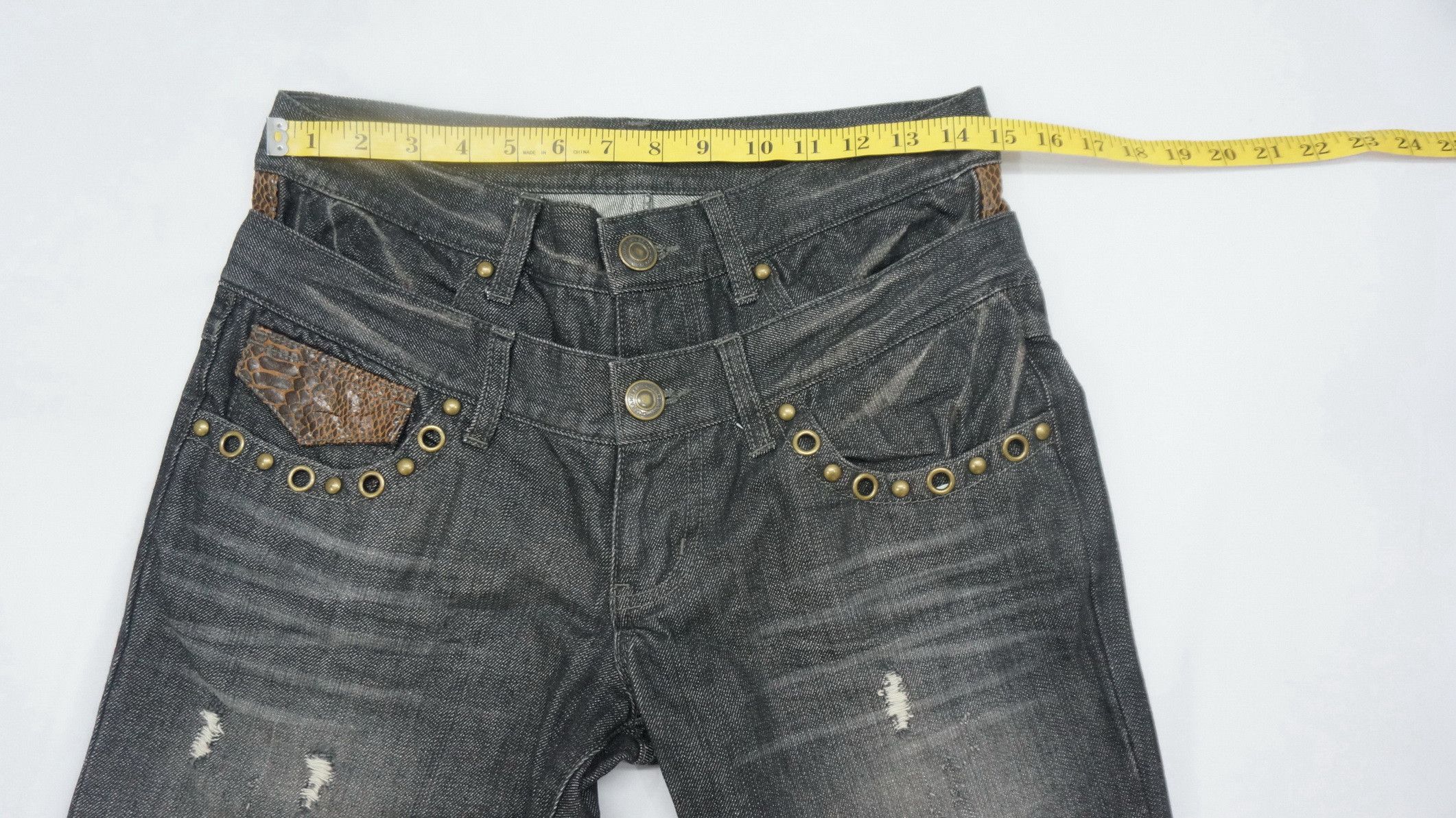 Japanese Brand ⛩️JAPANESE BRAND Double Waist Faux Snakeskin Jeans Size US 29 - 9 Thumbnail