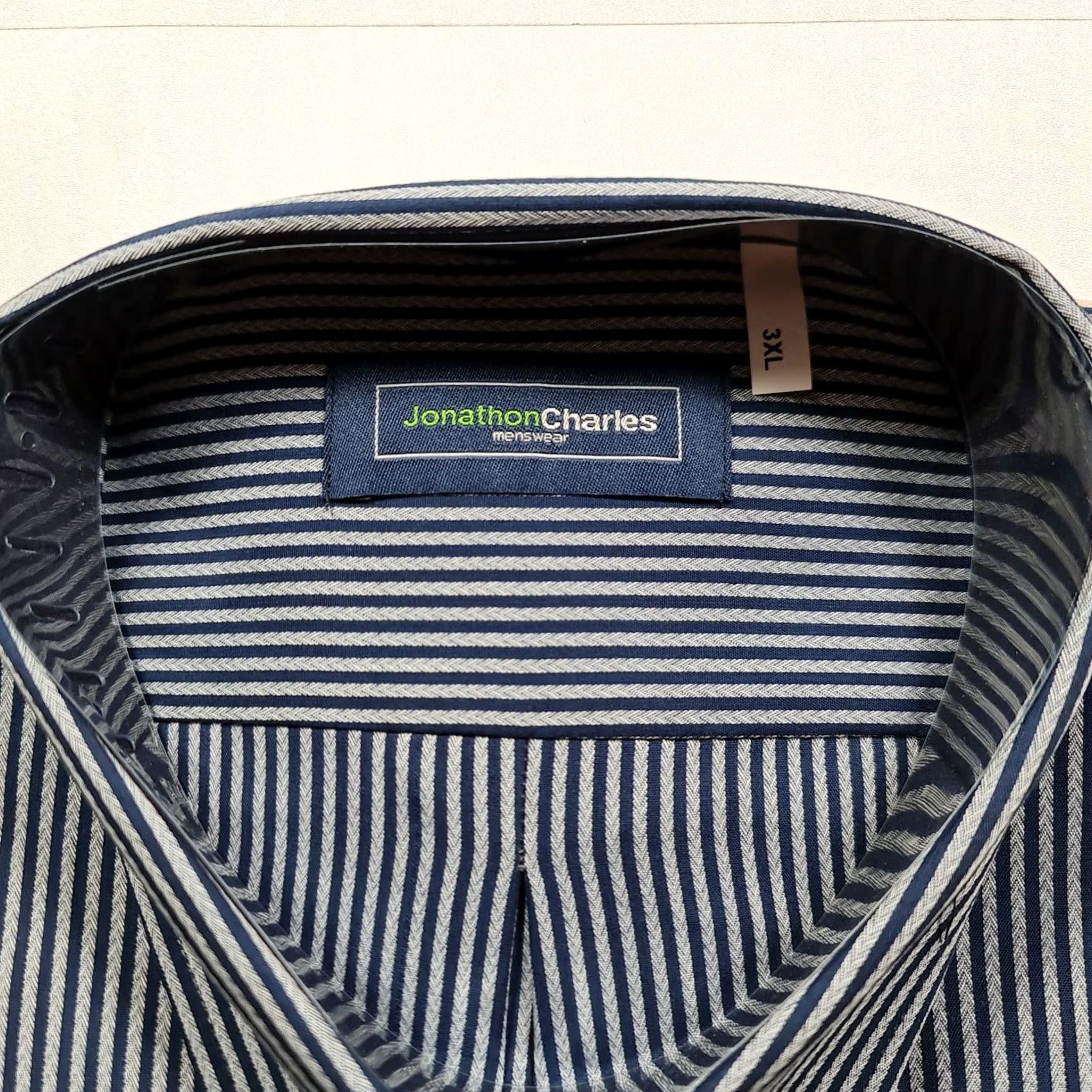 Vintage Jonathon Charles Mens Shirt Striped Button-Down 3XL Blue Long Sleeve Cotton Jersey Button-Up Mens Size US XXL / EU 58 / 5 - 2 Thumbnail