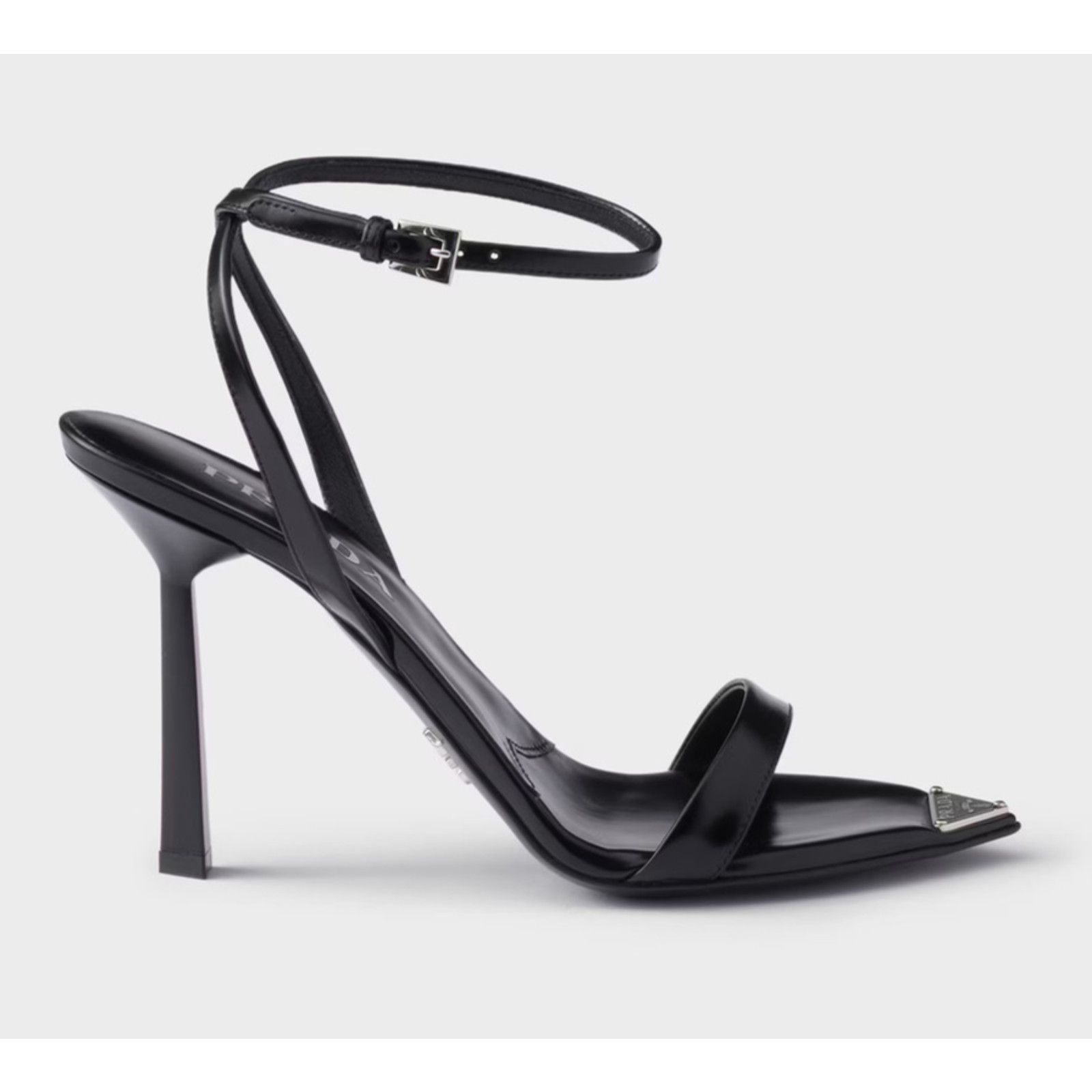 Prada Black Brushed Leather Pointed Toe Ankle Strap Sandal Pump 38 Size US 8 / IT 38 - 1 Thumbnail