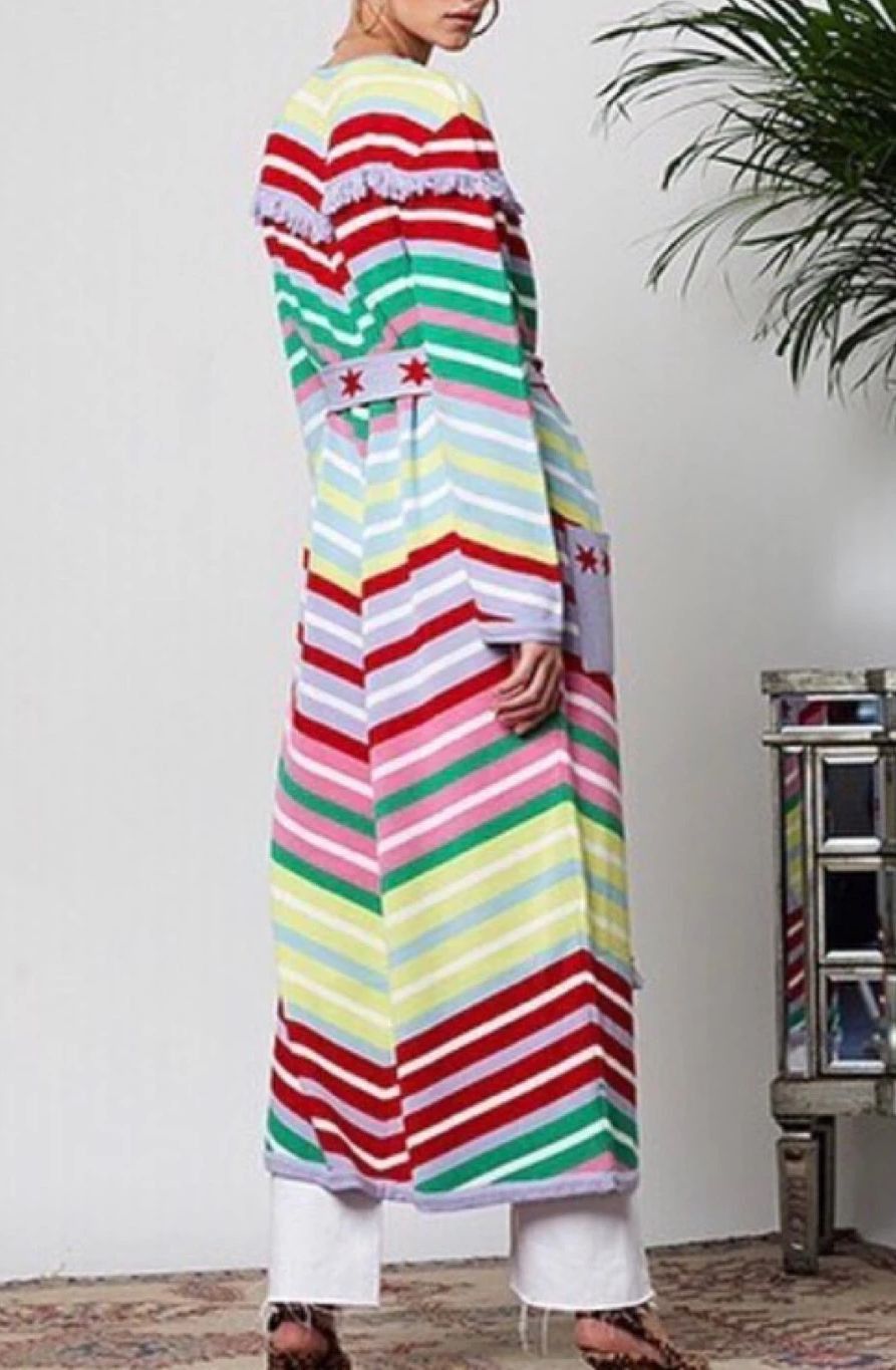 Japanese Brand Hayley Menzies Jacquard Candy Cane Long Cotton Cardigan Size M / US 6-8 / IT 42-44 - 2 Thumbnail