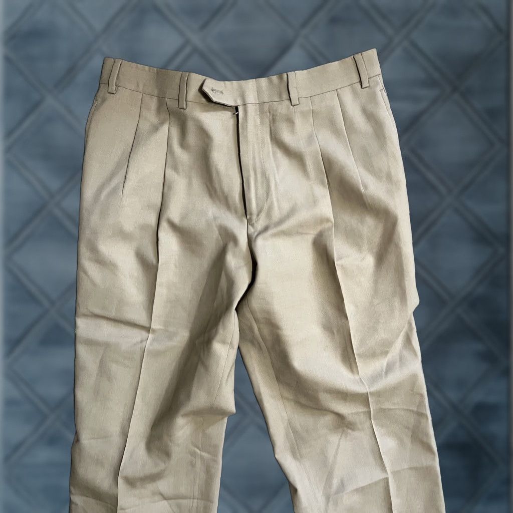 Ralph Lauren VINTAGE Ralph Lauren Men Pants Dress Knitted Wool Pleated 36x29 Beige Brown 90s Size US 36 / EU 52 - 1 Thumbnail