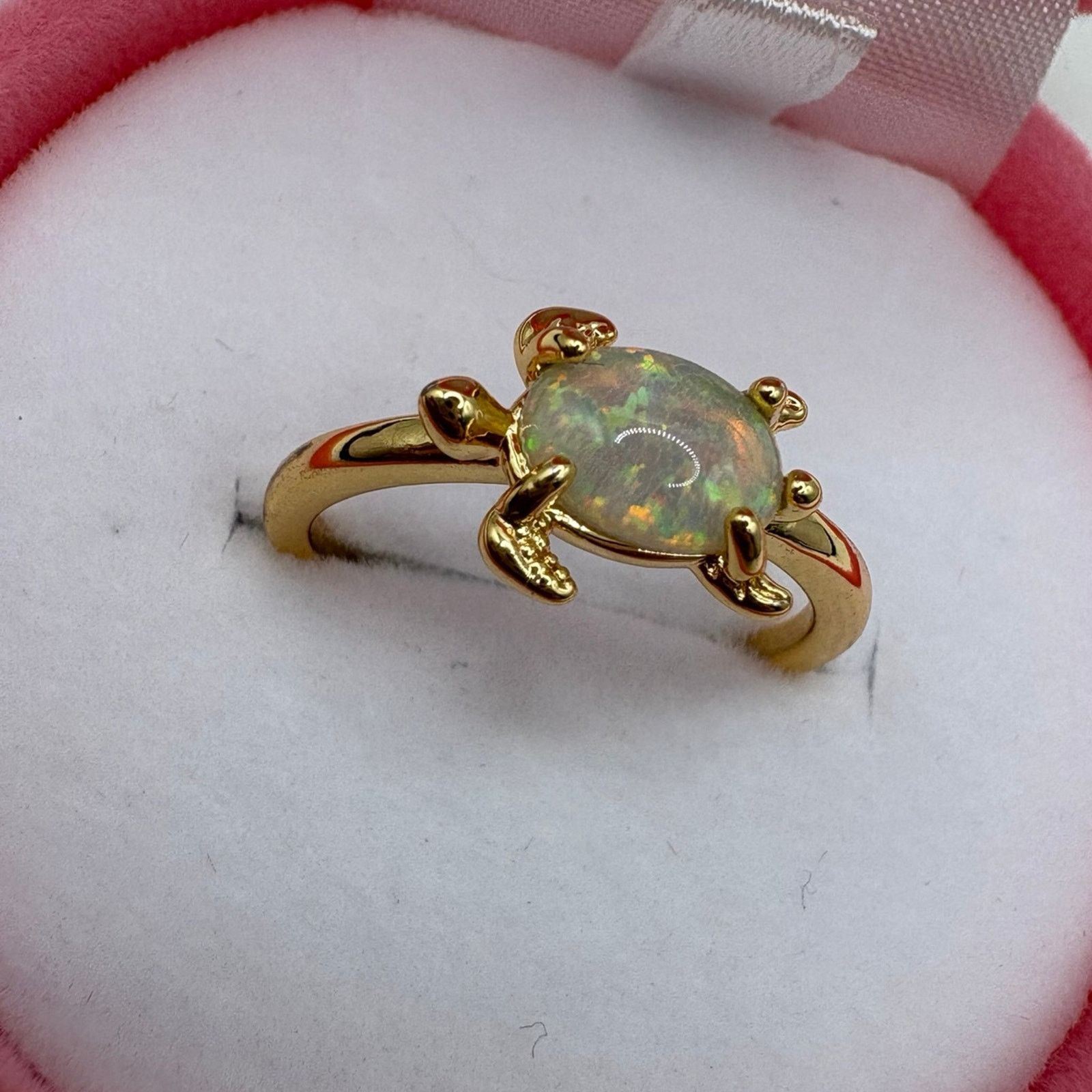 Other Gold Plated Sea Turtle Synthetic Opal Ring - Size 7 Nautical Size ONE SIZE - 2 Thumbnail