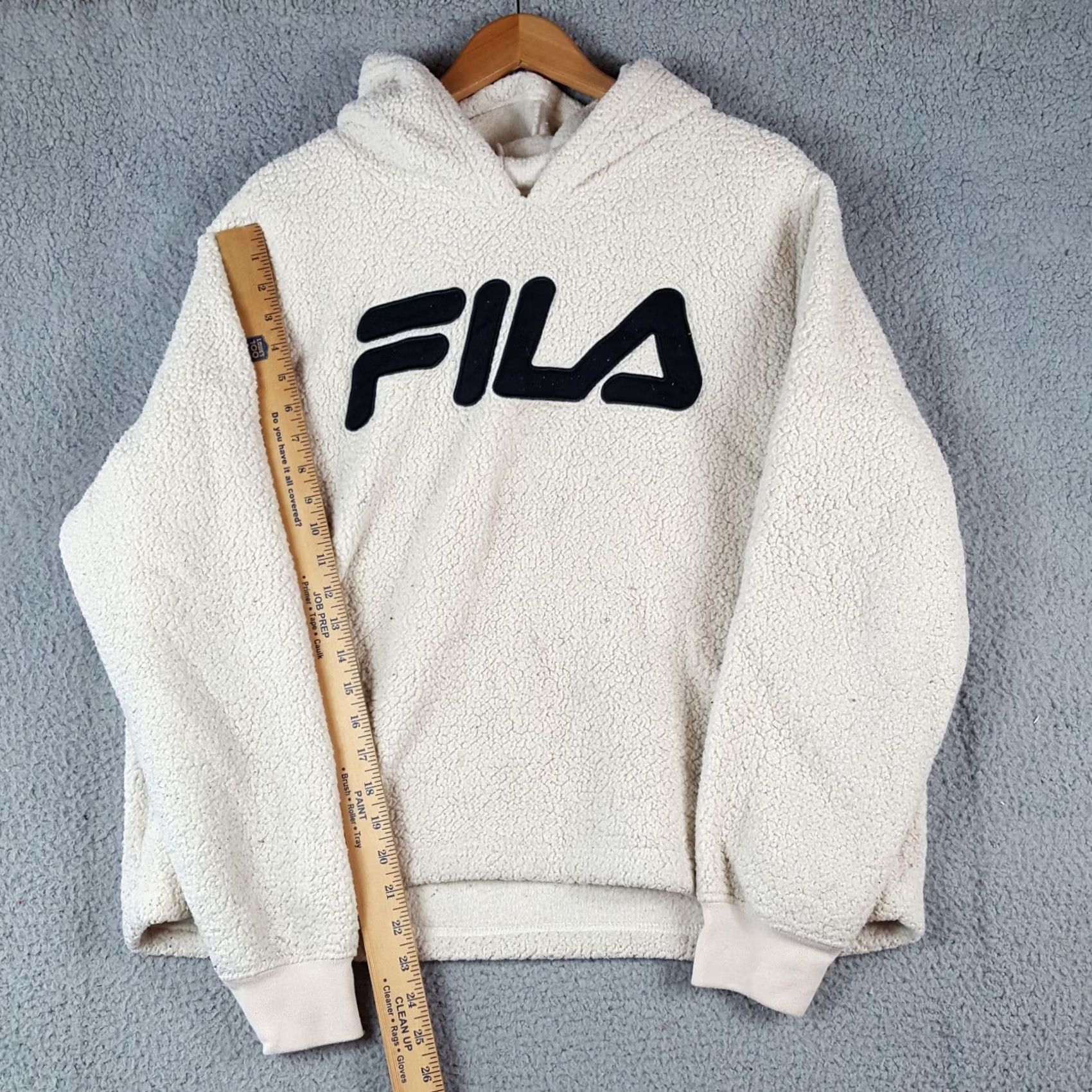 Fila FILA Hoodie Oatmeal Fleece Pile Size 2X Pullover Sweatshirt Hooded Mens 2X Beige 90s Retro Graphic Print Size US XXL / EU 58 / 5 - 8 Thumbnail