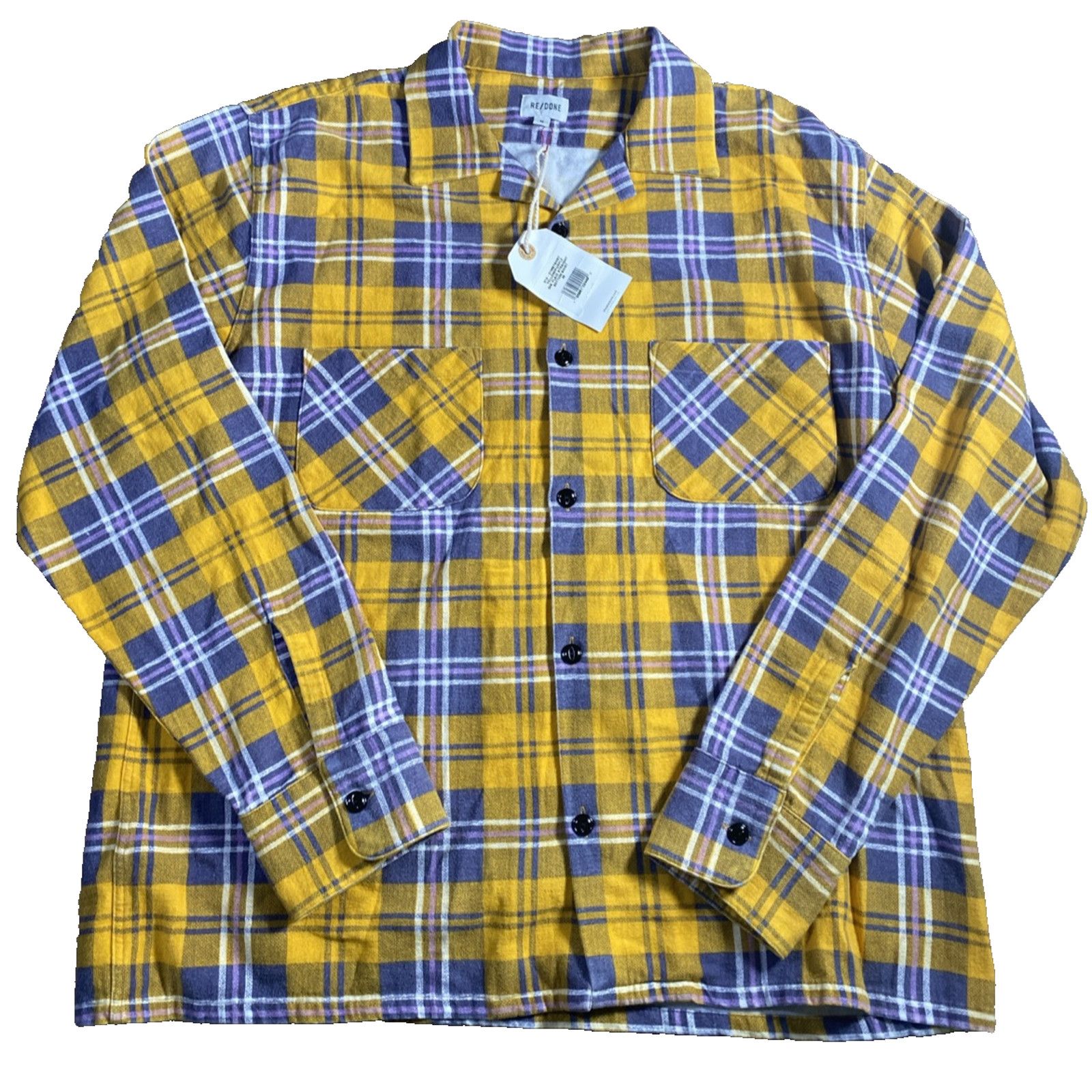 RE/DONE Re/Done Women Flannel Button Down Shirt Plaid Yellow Purple Size M / US 6-8 / IT 42-44 - 1 Thumbnail
