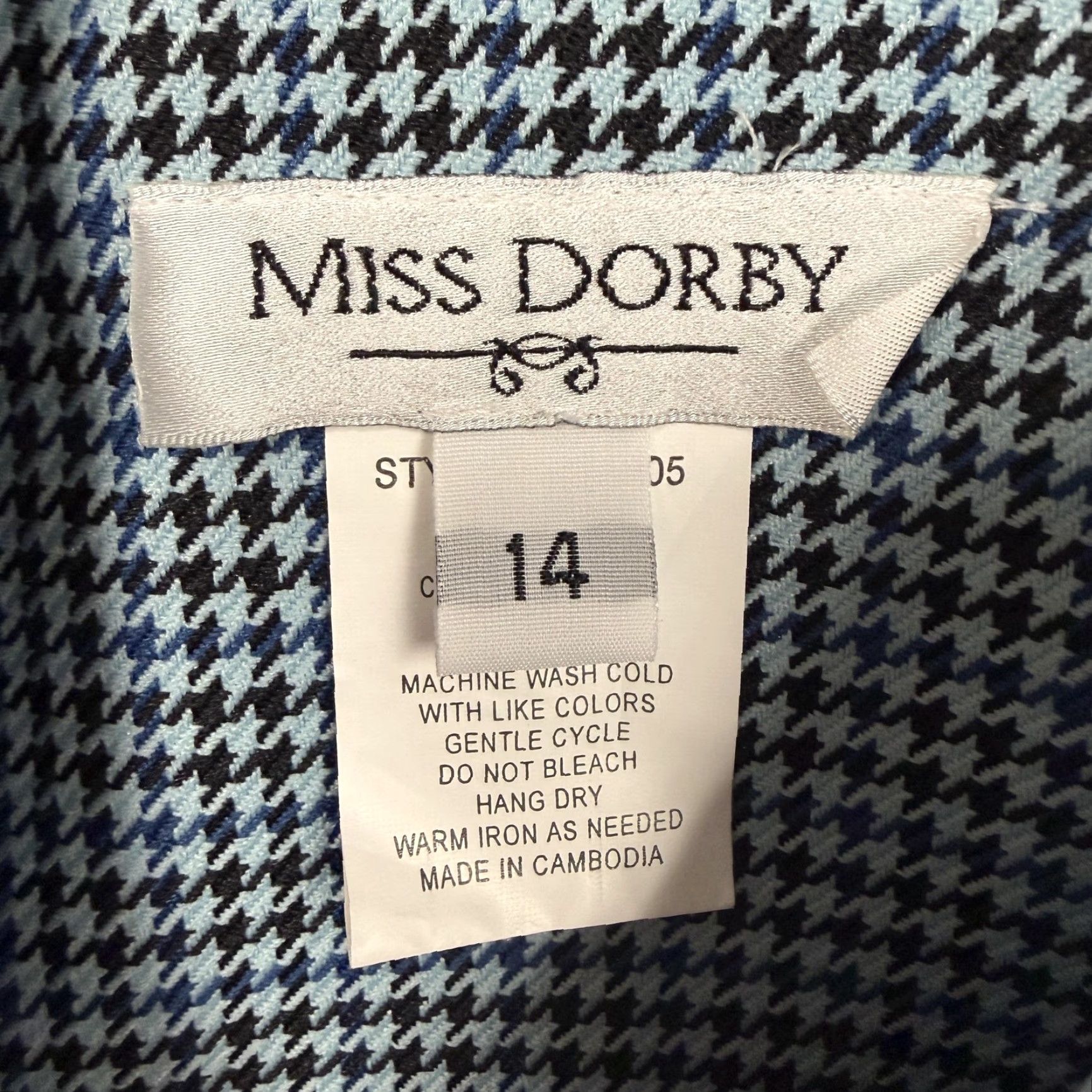 Vintage Miss Dorby Blazer 14 Blue Black Houndstooth Classic Office Career Light Academia Women Blazer Size XL / US 12-14 / IT 48-50 - 6 Thumbnail