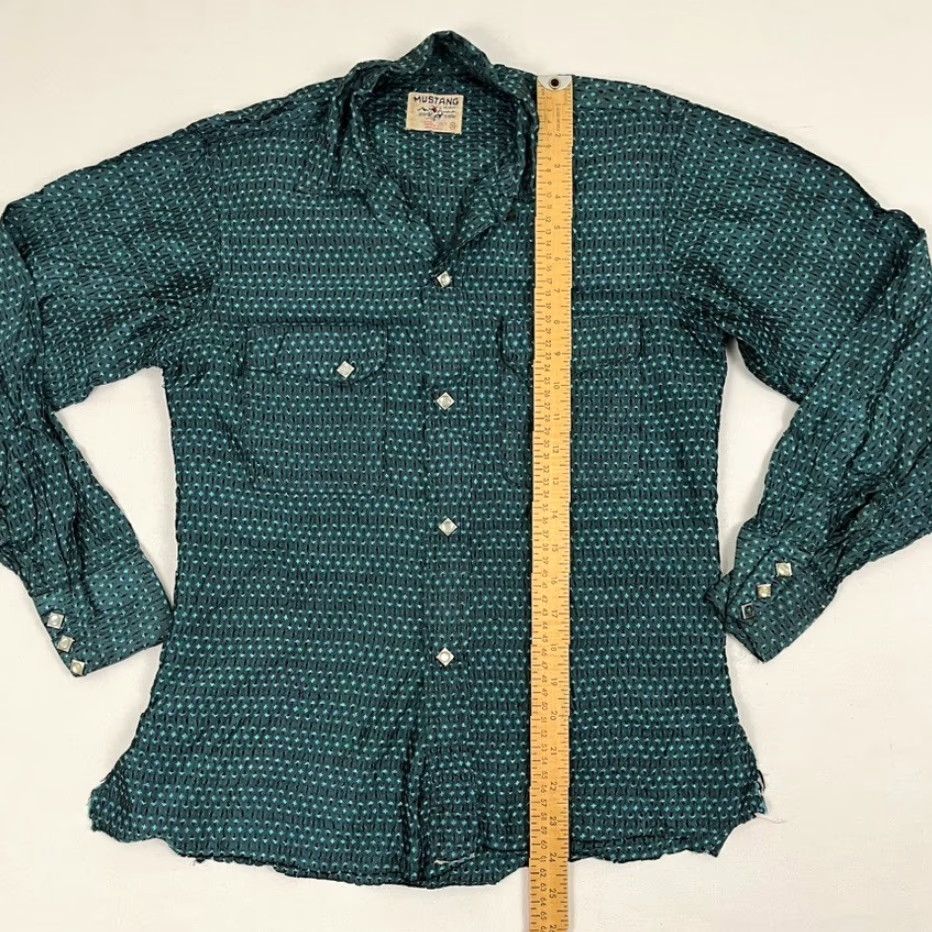 Vintage VINTAGE Mustang Shirt Womens Small Long Tail Green Pearl Snap Western Cowgirl 80s Size S / US 4 / IT 40 - 3 Thumbnail