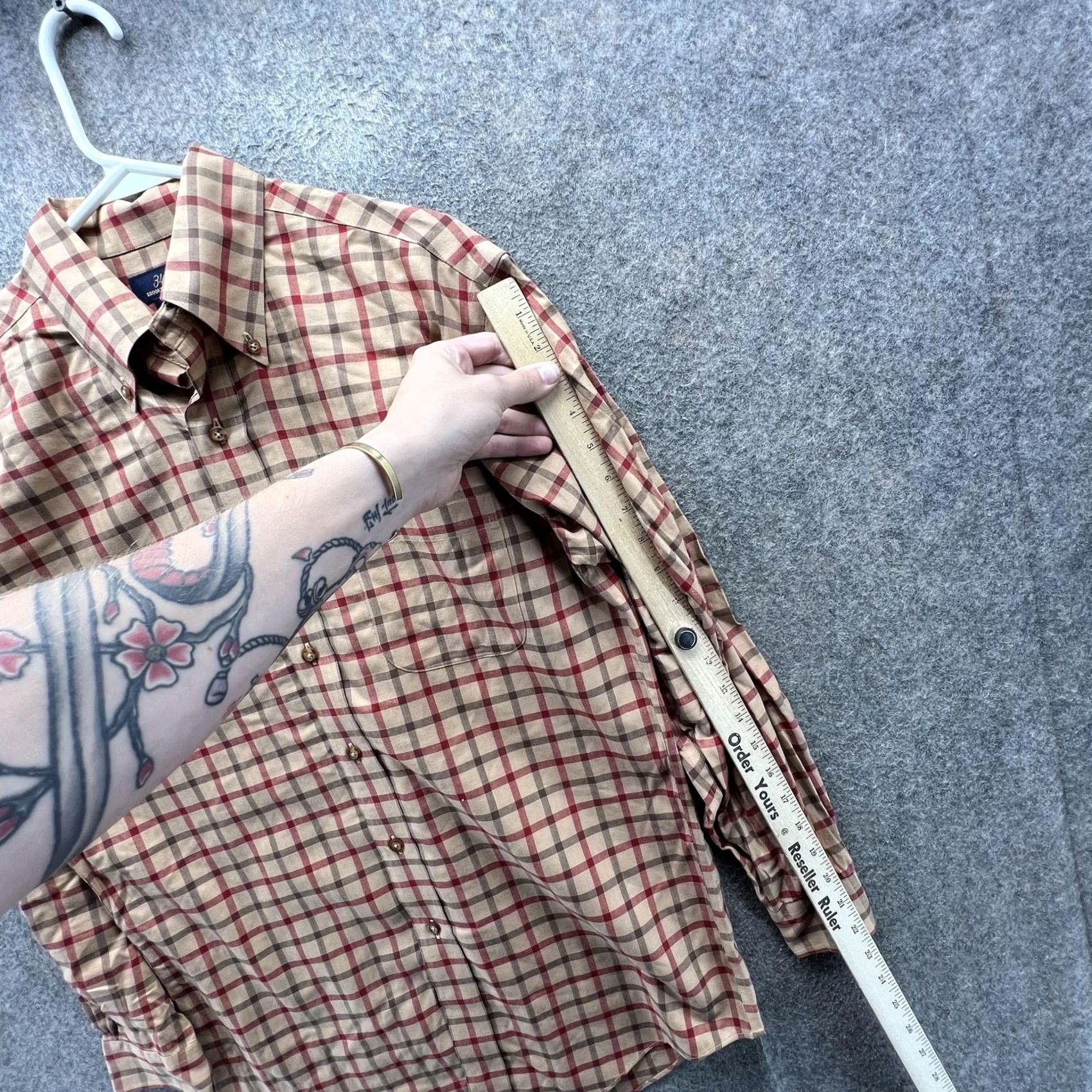 Brooks Brothers Brooks Brothers Dress Shirt Mens Small Beige Plaid Non Iron 346 Button Down Size 36R - 4 Thumbnail