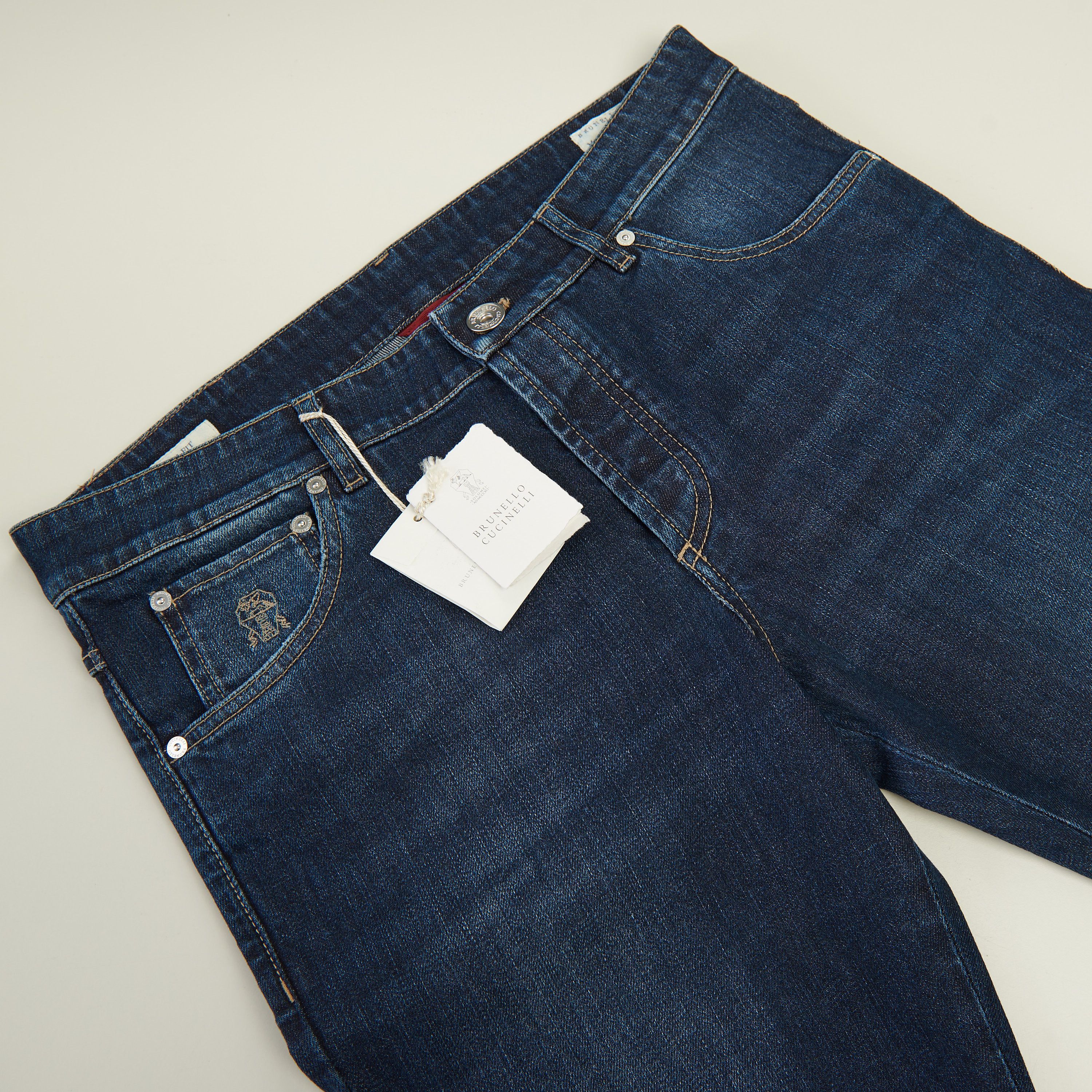 Brunello Cucinelli Slim Fit Five Pocket Jeans Trousers In Dark Blue Denim Size US 40 / EU 56 - 9 Thumbnail