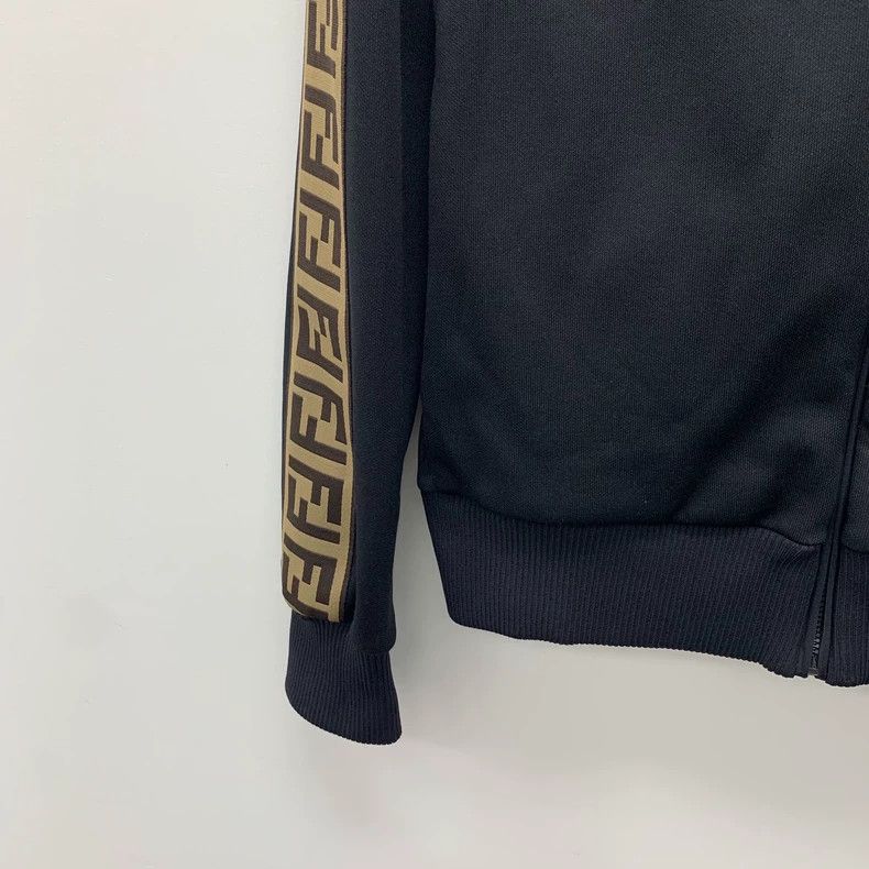 Fendi FENDI Black logo monogram stand collar zipper jacket Size 4XL / US 24-26 - 4 Thumbnail