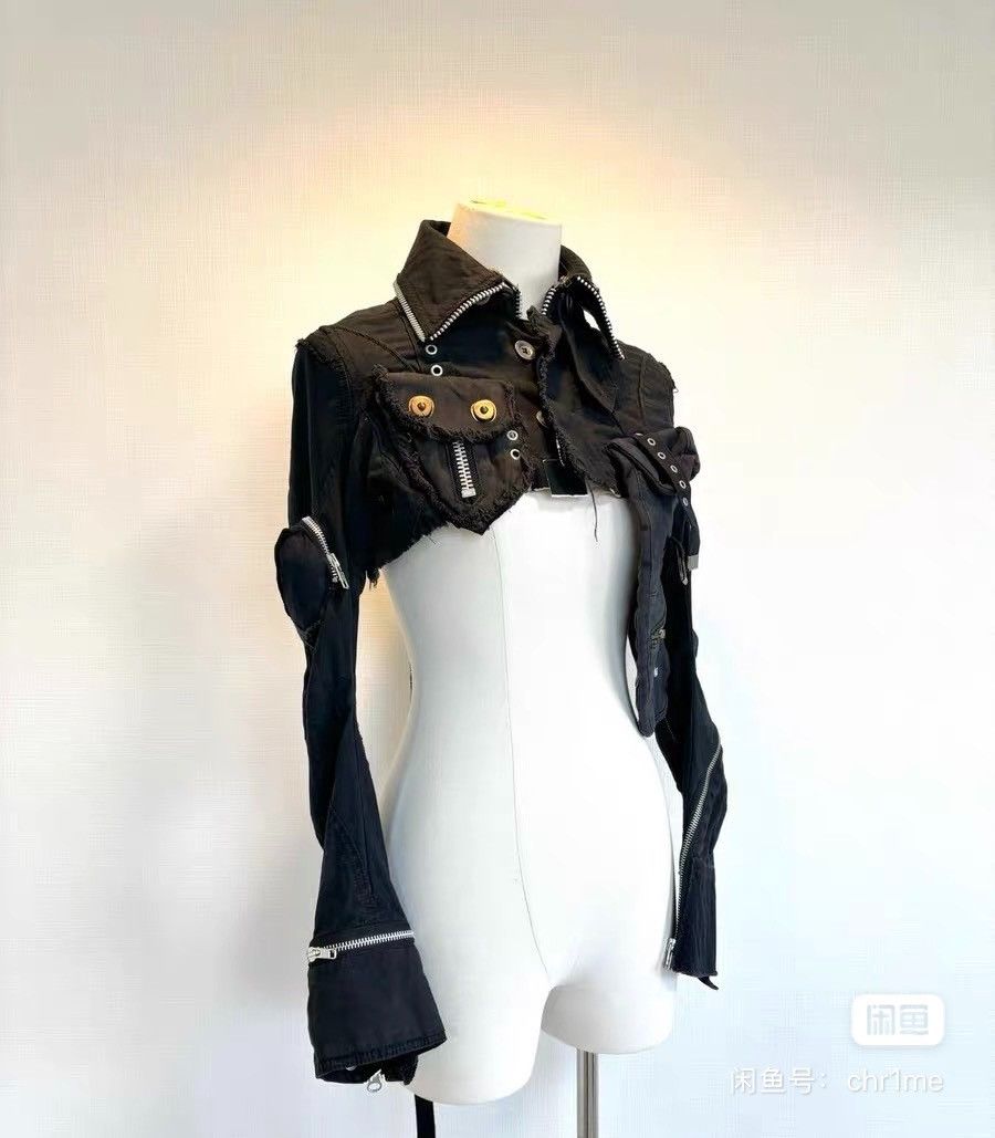 Le Grande Bleu (L.G.B.) LGB Black Utility Multipocket Cropped Jacket Bolero Size XS / US 0-2 / IT 36-38 - 3 Thumbnail