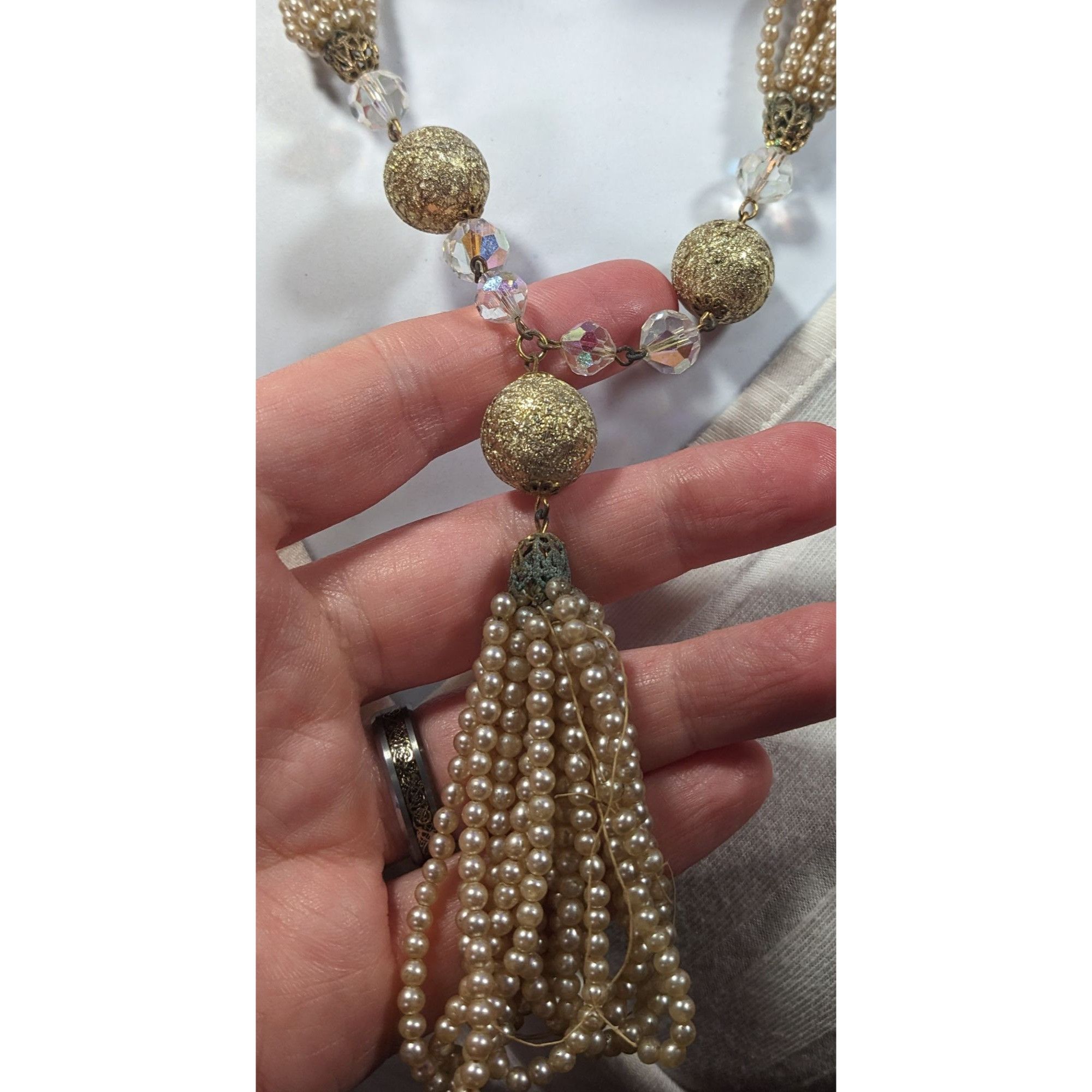 Other Vintage Gold Tone Faux Pearl Beaded Y Necklace Size ONE SIZE - 9 Thumbnail
