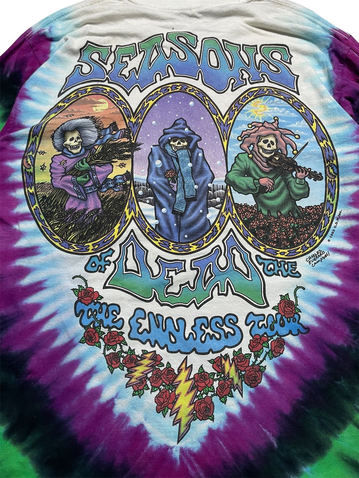 Band Tees 1993 Gratefull Dead - Seasons The Endles Tour Tie Die Shirt Size US M / EU 48-50 / 2 - 6 Thumbnail