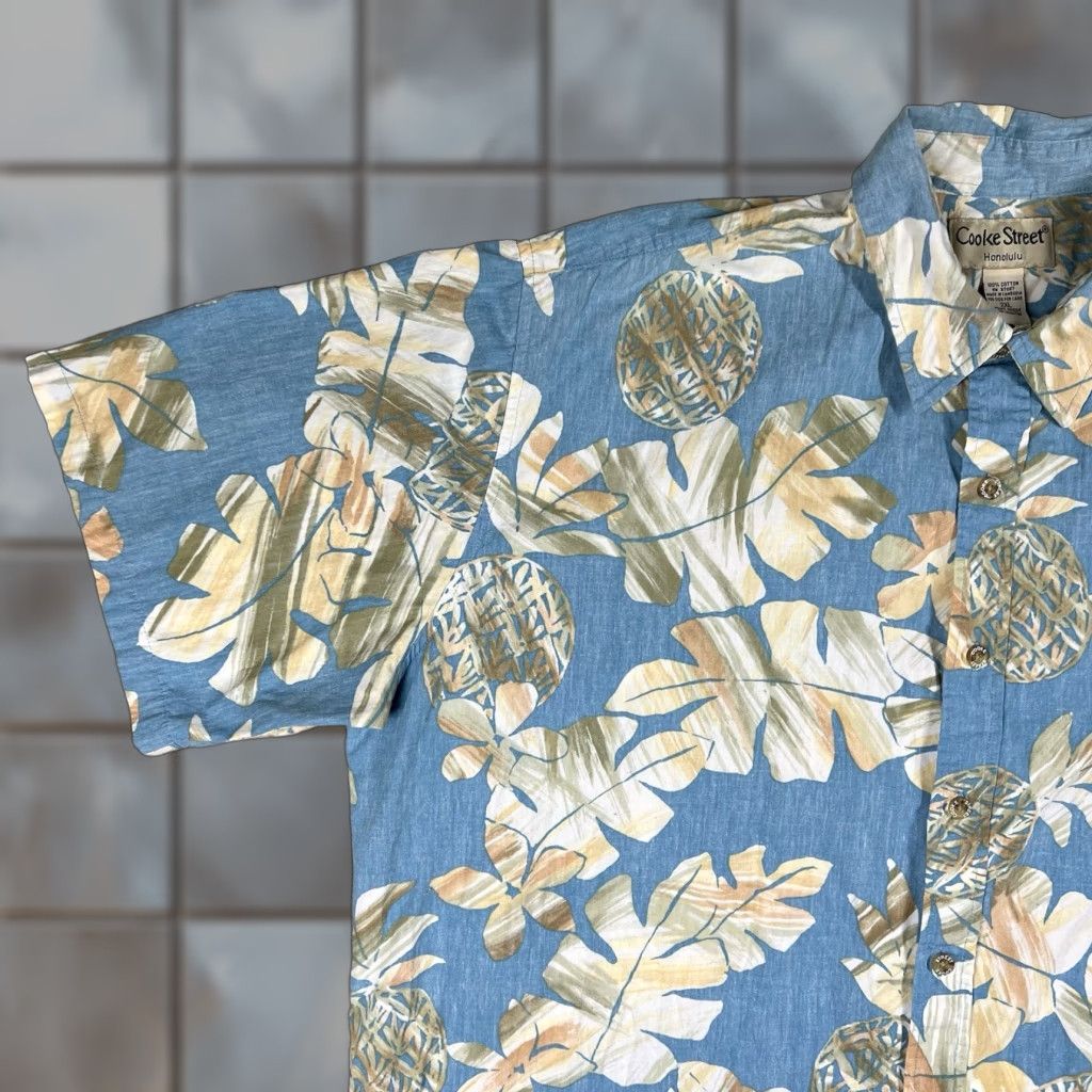 Vintage Cooke Street Hawaiian Button-Up Shirt Mens 2XL Floral Pineapple Pattern Blue Short Sleeve Casual Party/Cocktail Travel Mens Size US XXL / EU 58 / 5 - 1 Thumbnail