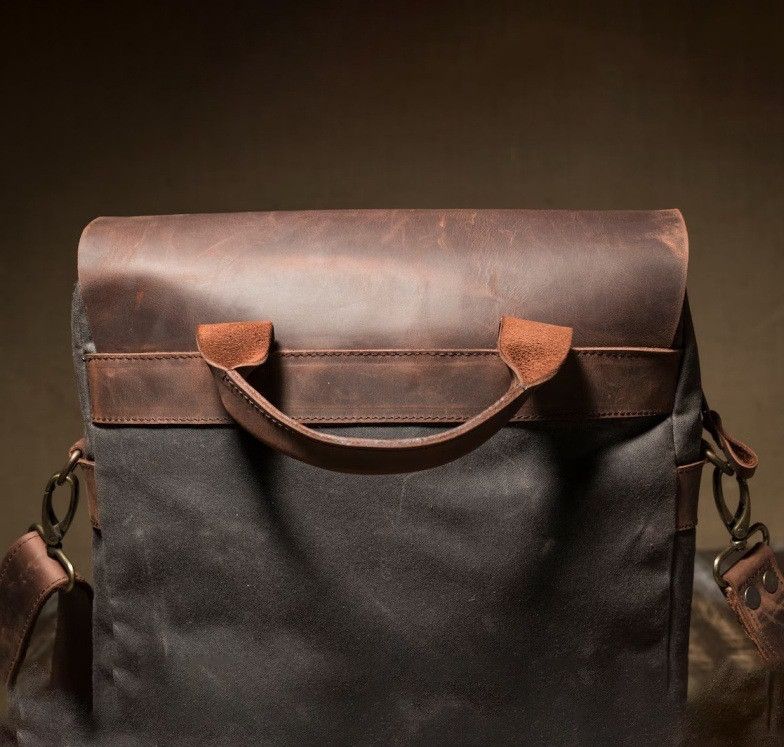 Japanese Brand Men's waxed canvas shoulder bag Size ONE SIZE - 4 Thumbnail