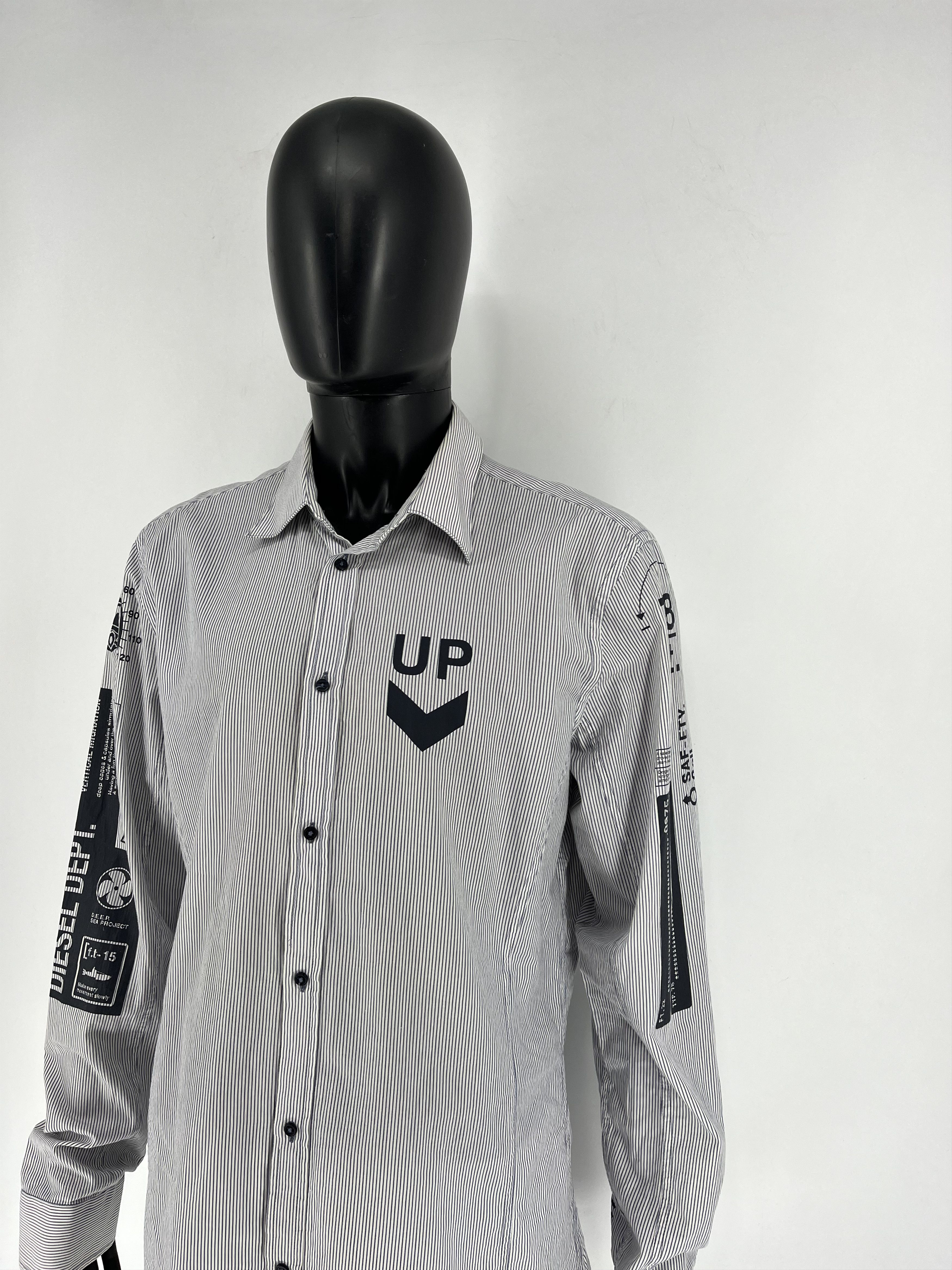 Diesel × Japanese Brand RARE Diesel DEPT. LIQUID SPACE Striped Button UpShirt SZ XXL Size US XXL / EU 58 / 5 - 4 Thumbnail