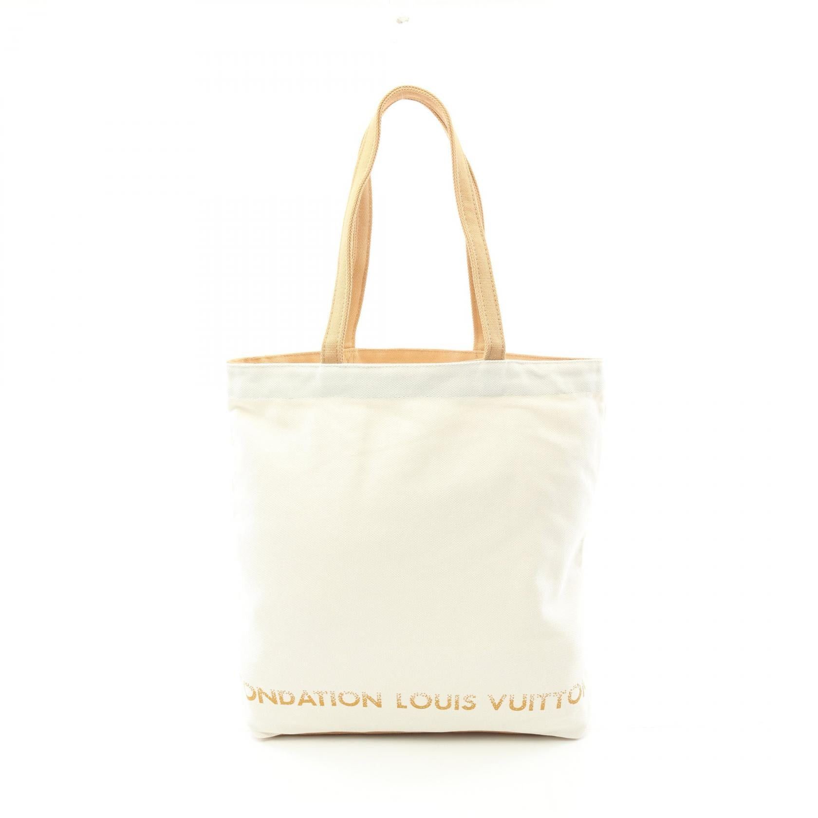 Louis Vuitton Louis Vuitton Foundation Handbag Tote Bag Canvas White Brown Size ONE SIZE - 1 Thumbnail