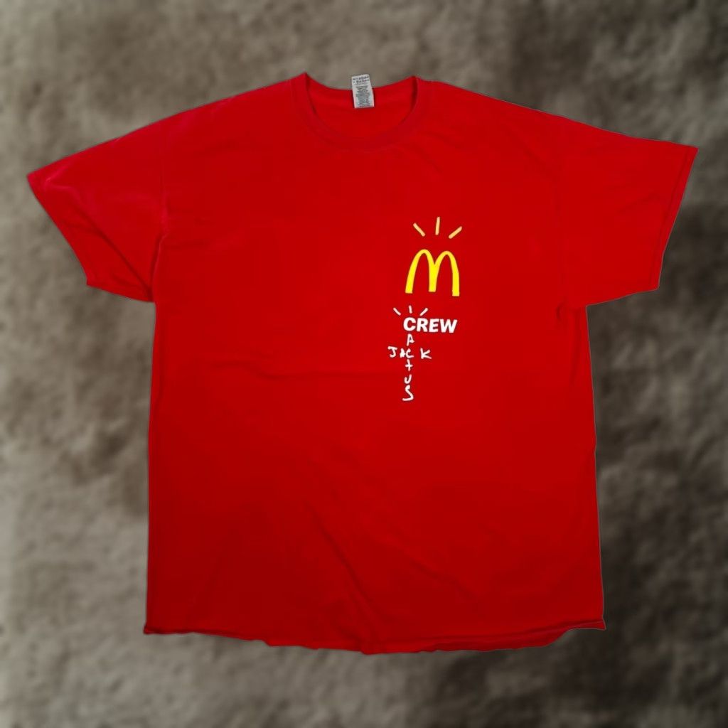 Gildan McDonald's Cactus Jack T-Shirt Mens XL Red Crew Tee Employee Size US XL / EU 56 / 4 - 1 Thumbnail