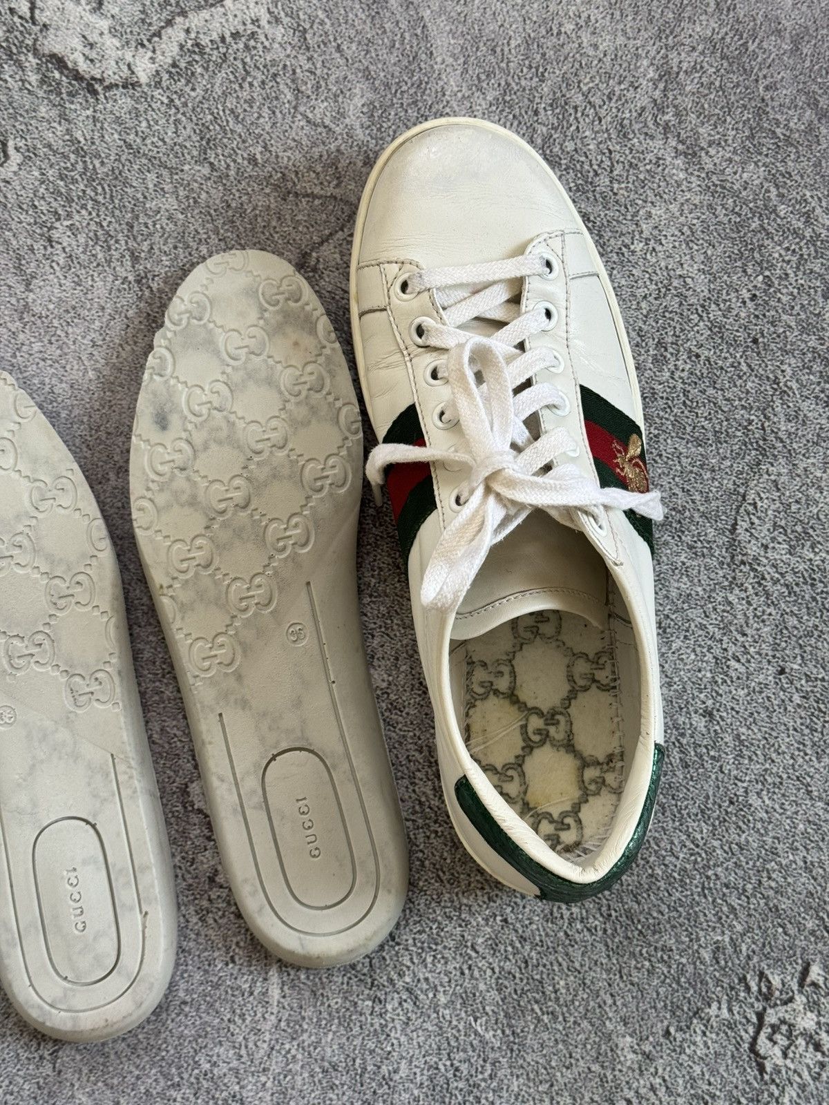 Designer × Gucci Gucci 36size white ACE leather low top sneakers shoes 431942 Size US 6 / IT 36 - 17 Thumbnail