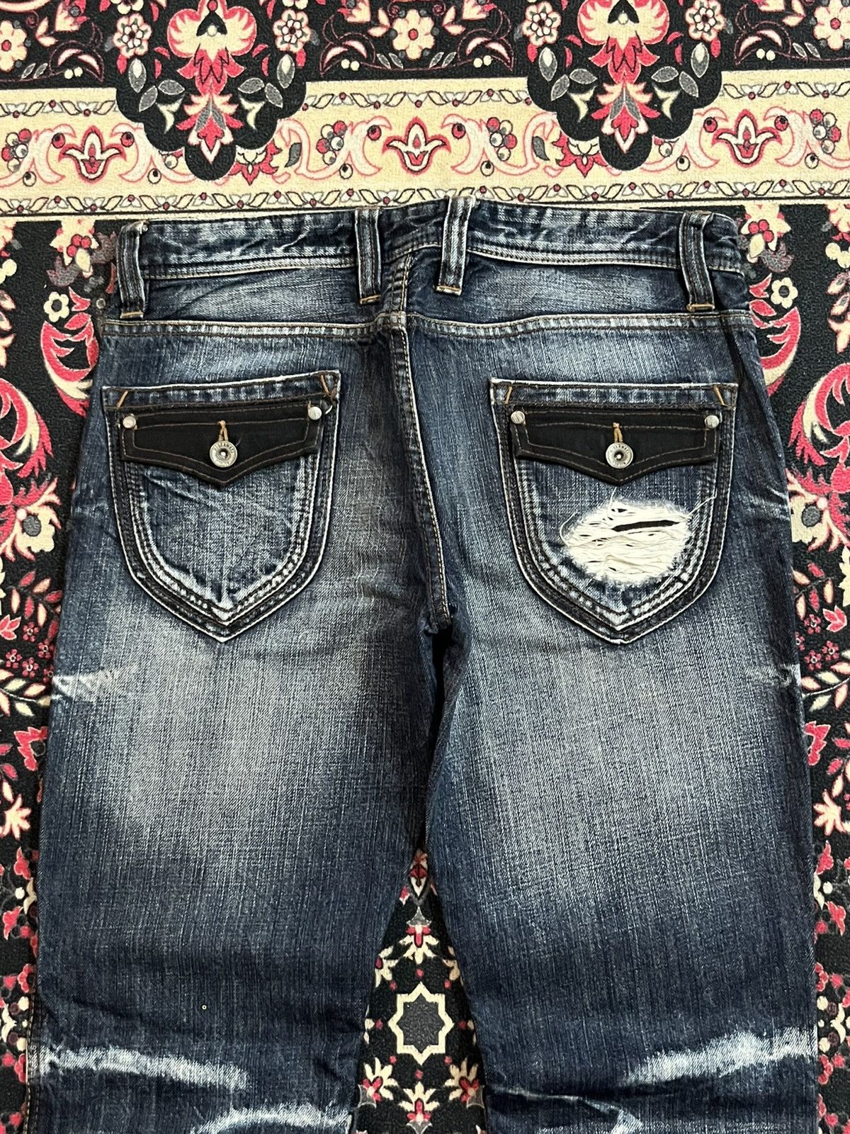 Number (N)ine Nicole Club Hideaways Dark Faded Washed Distress Flare Jeans Size US 30 / EU 46 - 7 Thumbnail