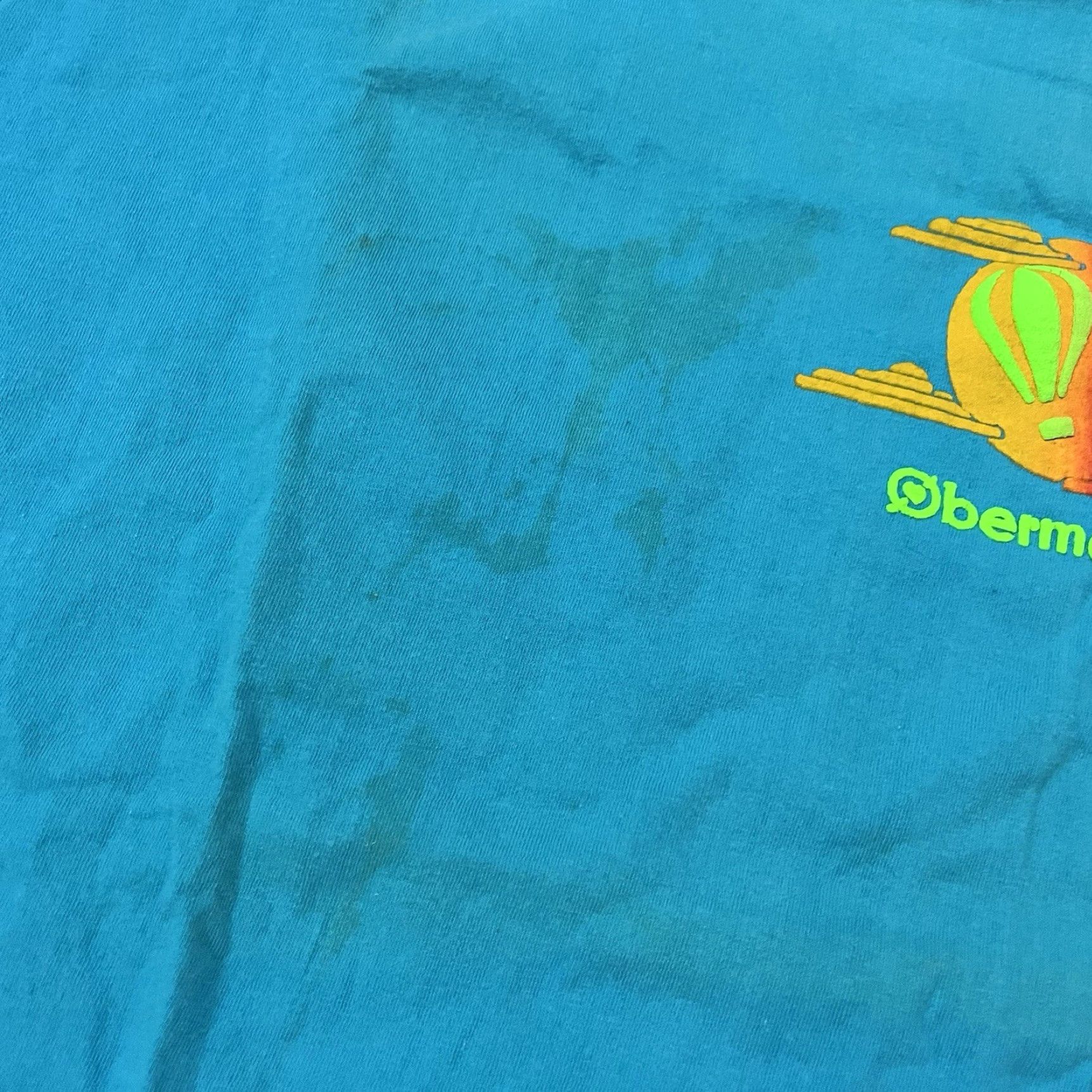 Obermeyer VINTAGE Obermeyer Hot Air Balloon Mens Blue Puffy Print T-Shirt L Ocean Travel Souvenir 80s Mens Shirt Size US L / EU 52-54 / 3 - 6 Thumbnail