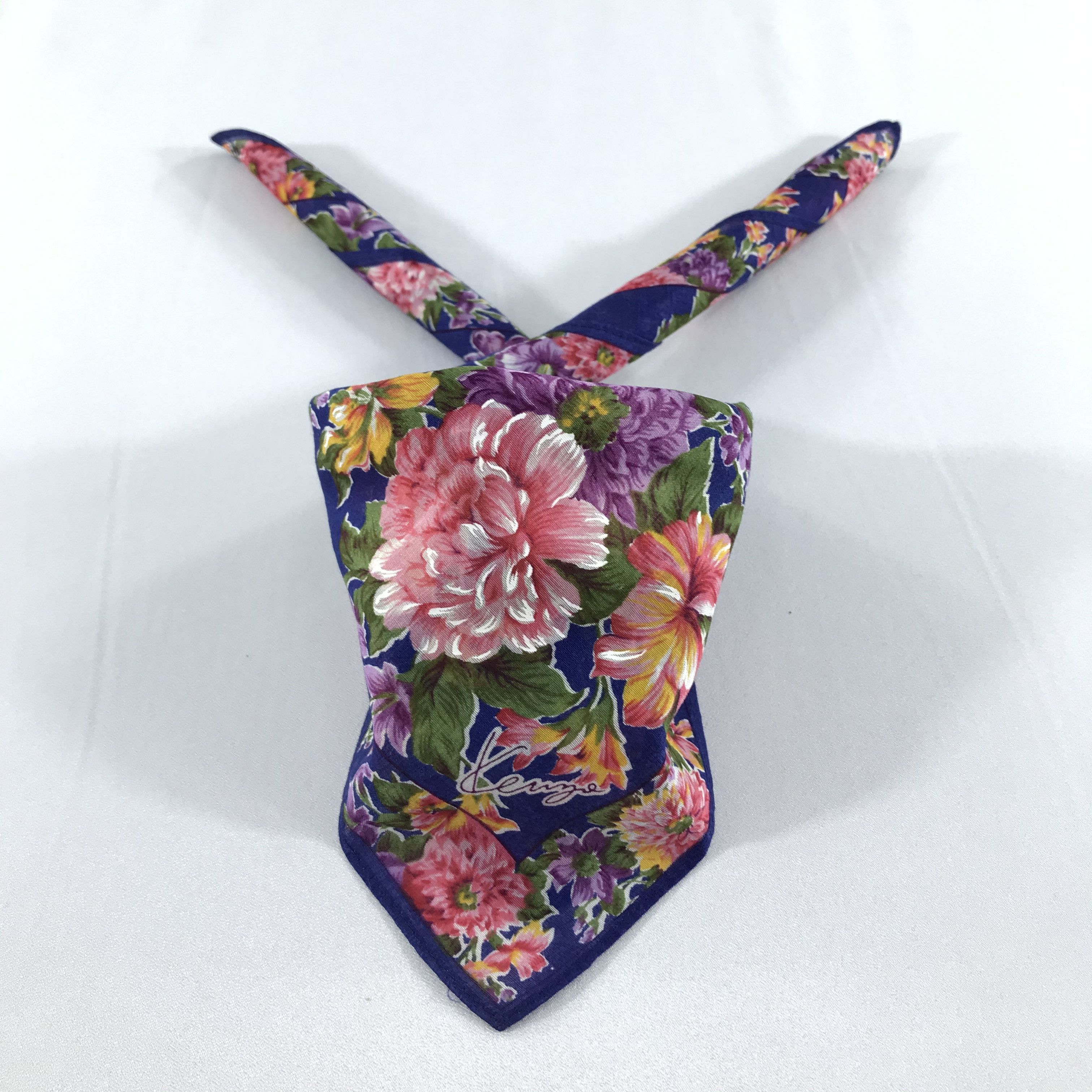 Kenzo Floral Handkerchief Neckerchief Bandana H1020