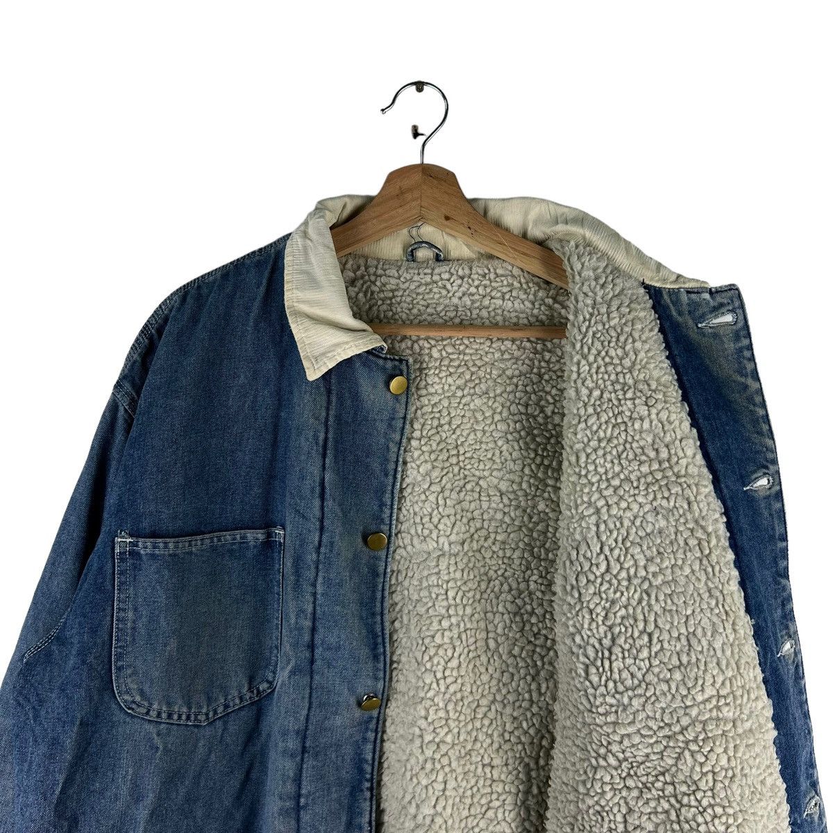 45rpm 🔥VINTAGE CHORE DENIM JACKET DOUBLE POCKET SHEARLING BLANKET Size US L / EU 52-54 / 3 - 12 Thumbnail
