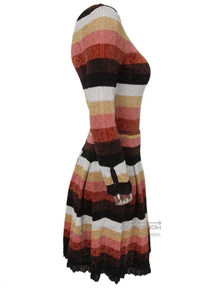 Fendi Fendi Lurex Dress with Classic Striped Design, Wool Blende Size XS / US 0-2 / IT 36-38 - 3 Thumbnail