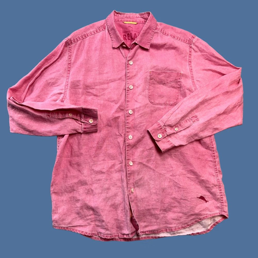 Tommy Bahama Tommy Bahama Shirt Men Large Pink Linen Button-Up Beach Resort Casual Relaxed Fit Size L Size US L / EU 52-54 / 3 - 1 Thumbnail